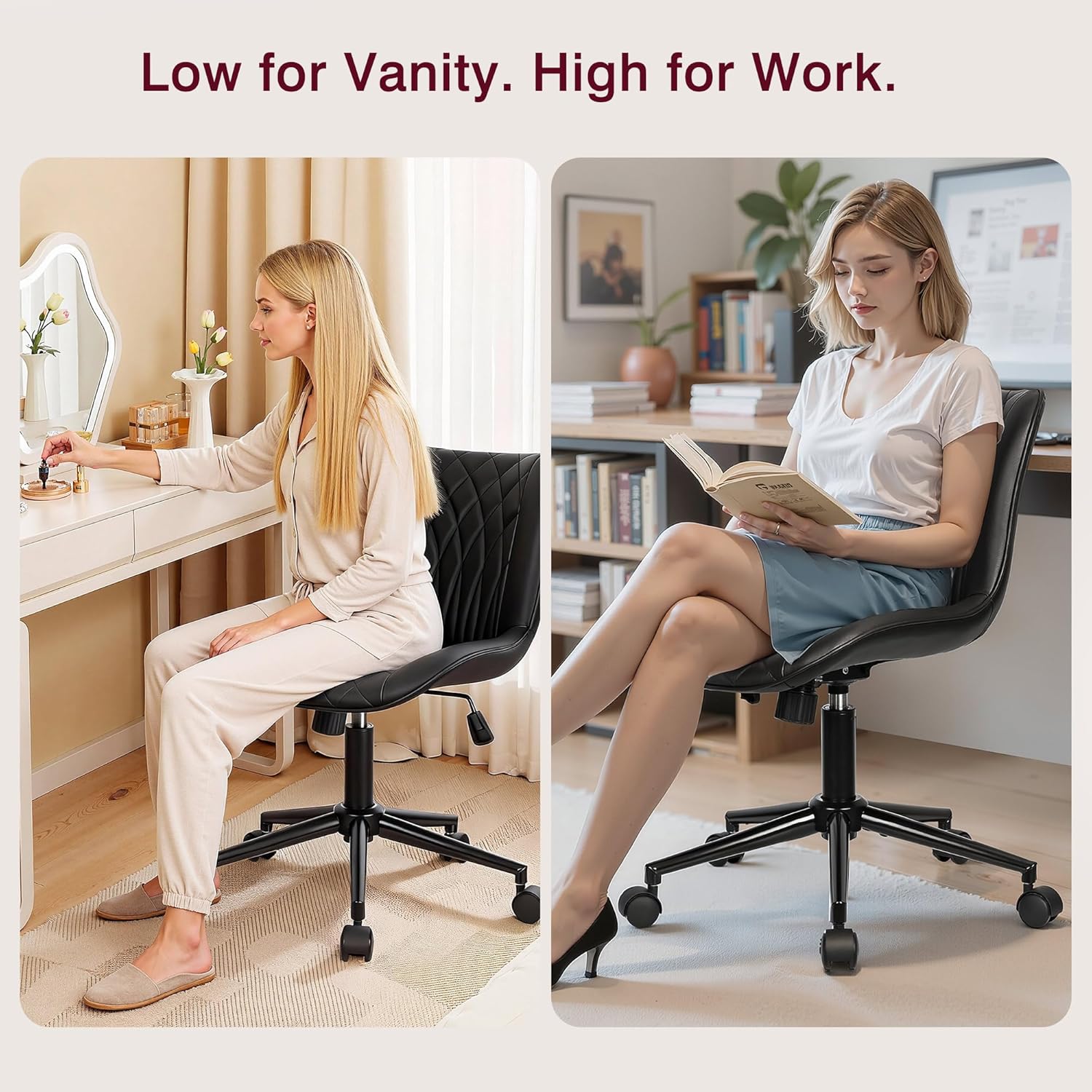 VECELO Mid-Back Desk Chair with Adjustable Height