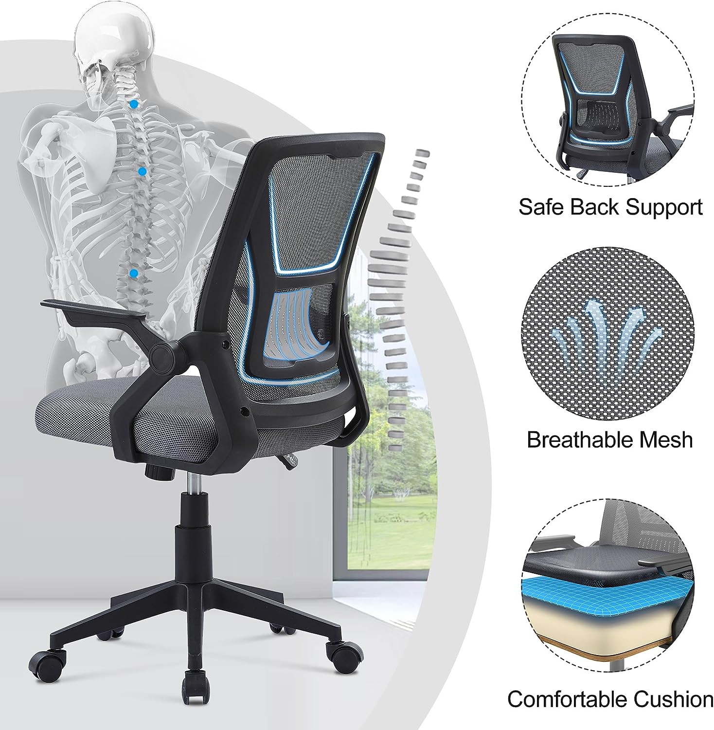 VECELO Mid-Back Swivel Ergonomic Office Chair