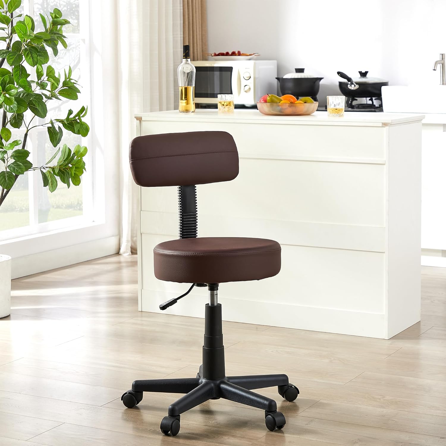 VECELO Home Office Desk Chair with Backrest for Garage Shop Workbench Kitchen Medical Salon