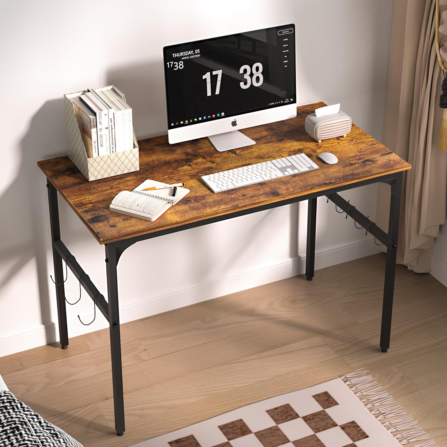 VECELO Industrial Simple Style Wood Table & Metal Frame Home Office Computer Desk