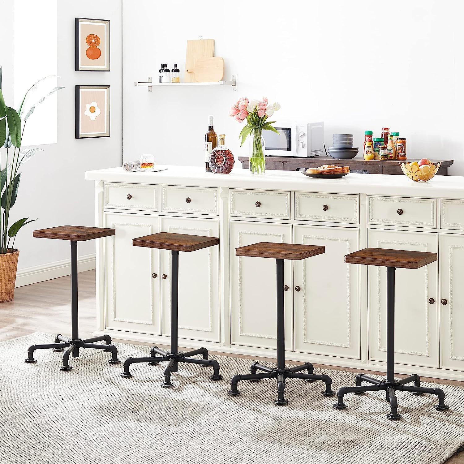 VECELO Counter Height Bar Stools Set of 2