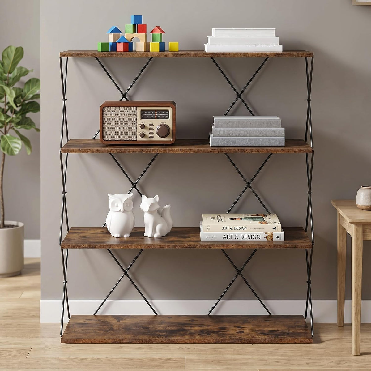 VECELO 4-Tier Bookshelf, 11.8 x 31.5 x 36.8 Inches