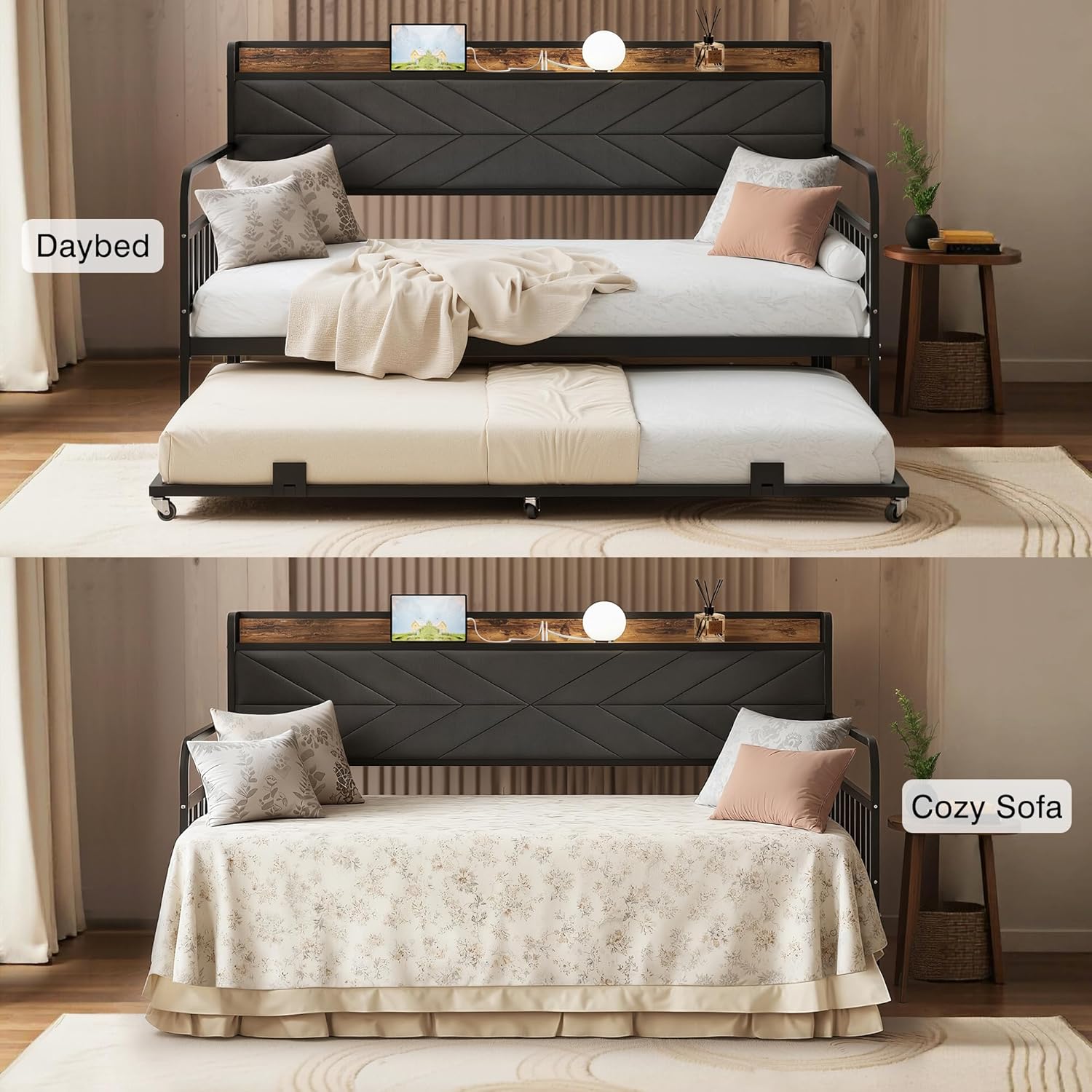 VECELO Twin Daybed with Trundle