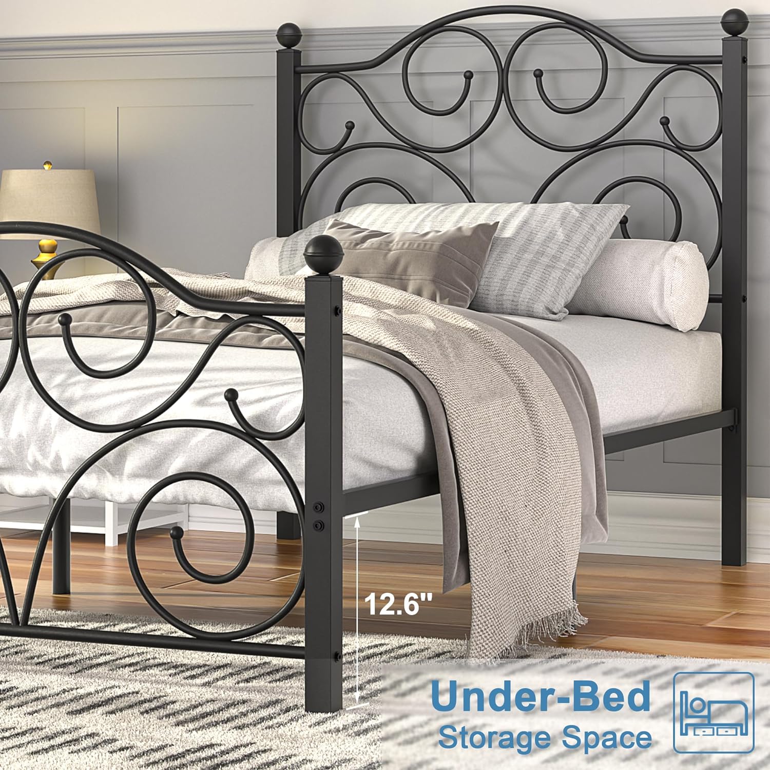 VECELO Classic Metal Bed Frame Mattress Foundation - VECELO