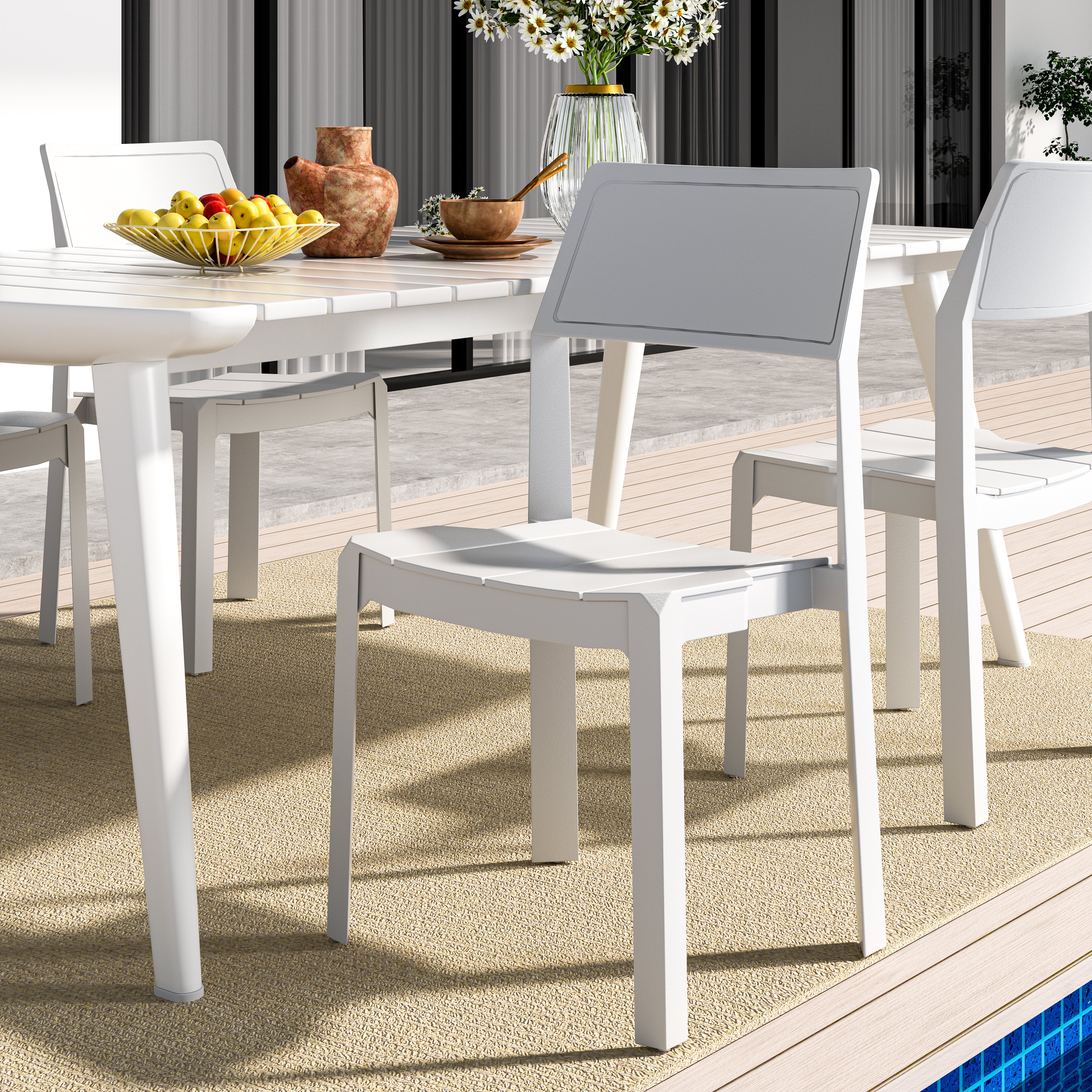 VECELO Dining Chairs Set of 4, Stackable Plastic Kitchen Chairs - VECELO