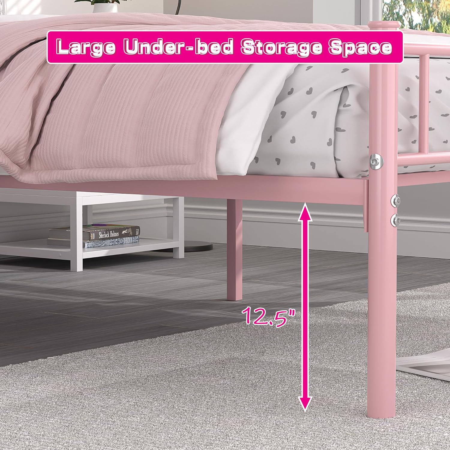 VECELO Metal Platform Bed Frame Mattress Foundation Decorative Headboard & Footboard