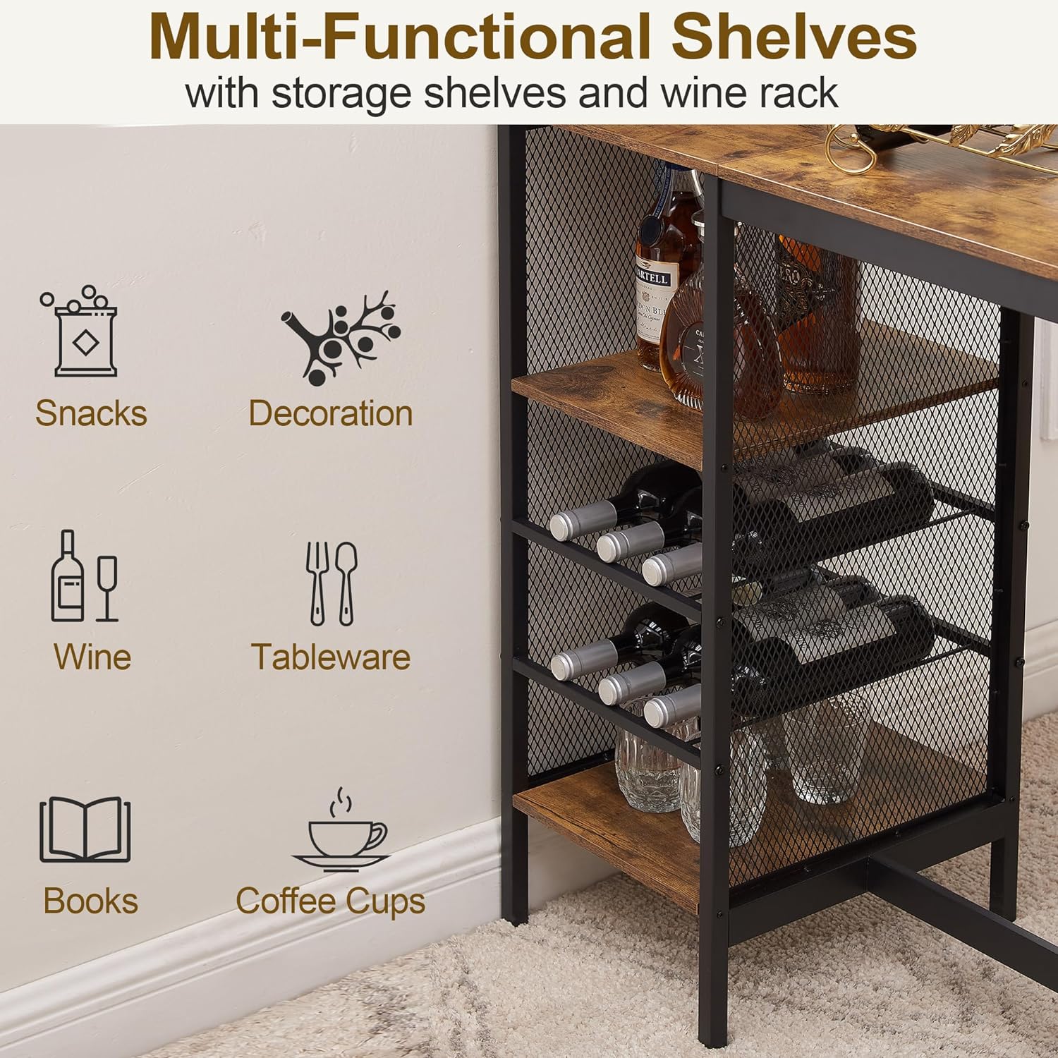 VECELO Bar Table and Chairs for 2 - VECELO
