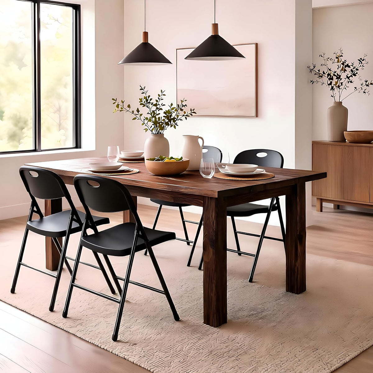 VECELO Folding Chairs 4 Pack for Indoor/Outdoor Use