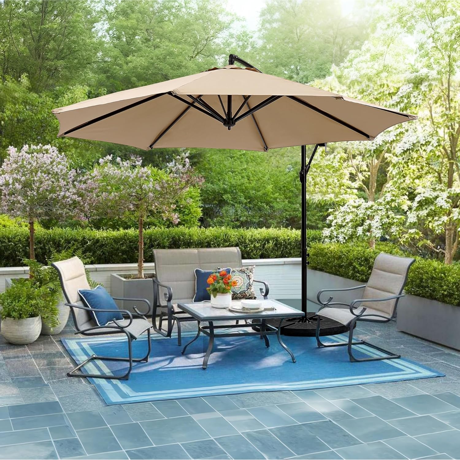 VECELO 10ft Offset Patio Umbrella with UV Protection VECELO 10ft Offset Patio Umbrella with UV Protection