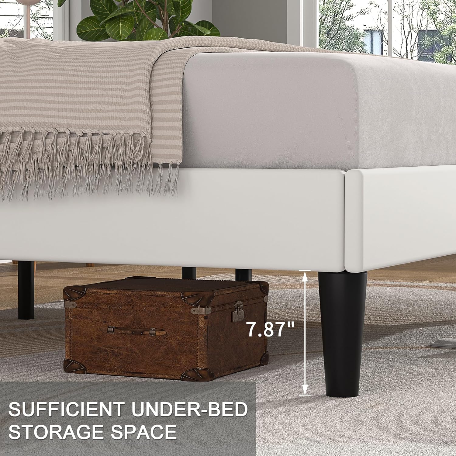 VECELO Upholstered Platform bedframe with Adjustable Headboard