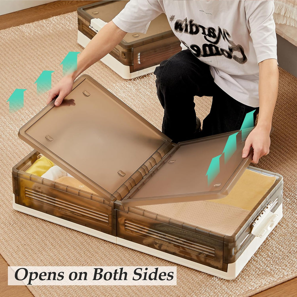 Stackable Bed Storage VECELO Under Bed Storage with Wheels,Stackable Under Bed Storage Conta