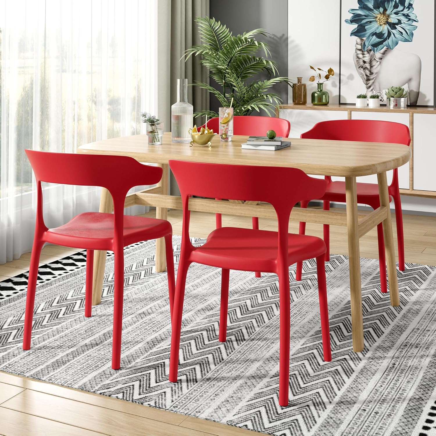 VECELO 4 Pack Plastic Stacking Chairs