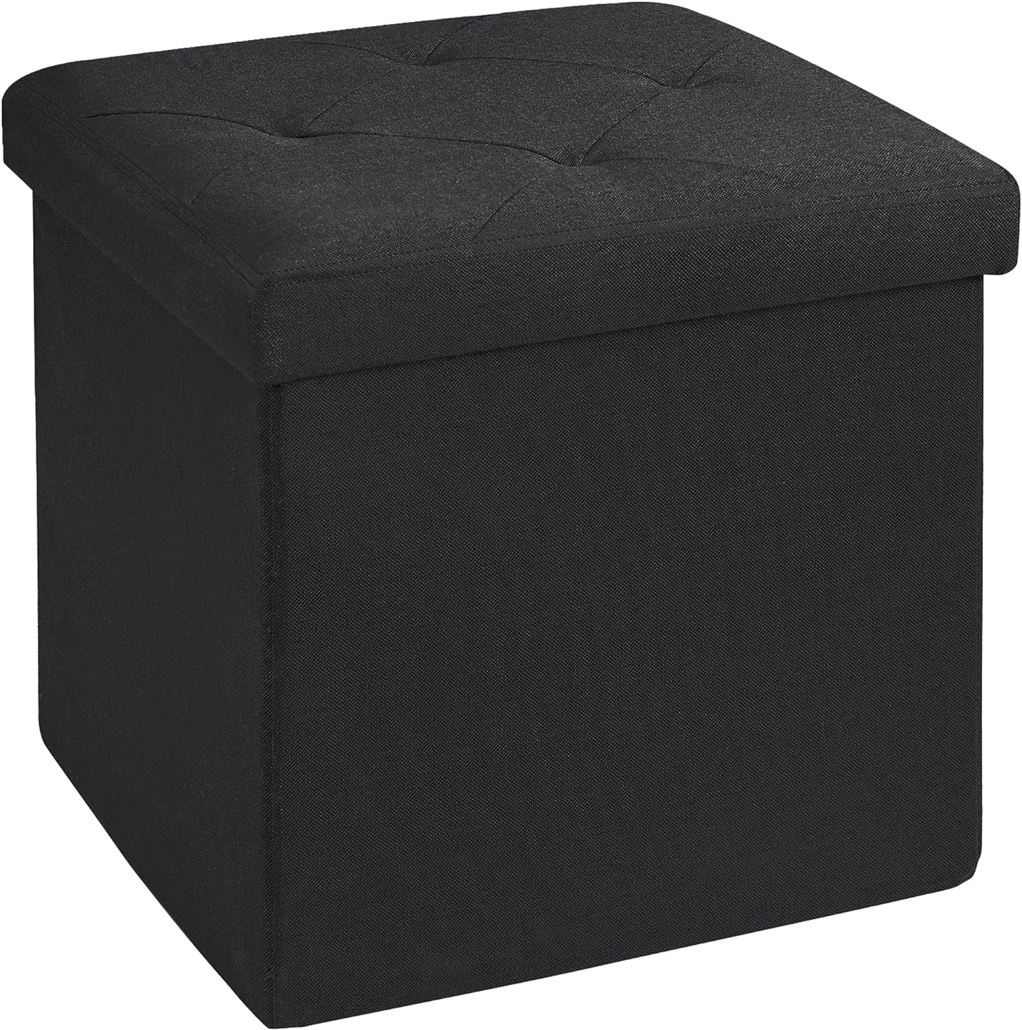 VECELO Folding Storage Ottoman Bench, Storage Chest, Linen Fabric