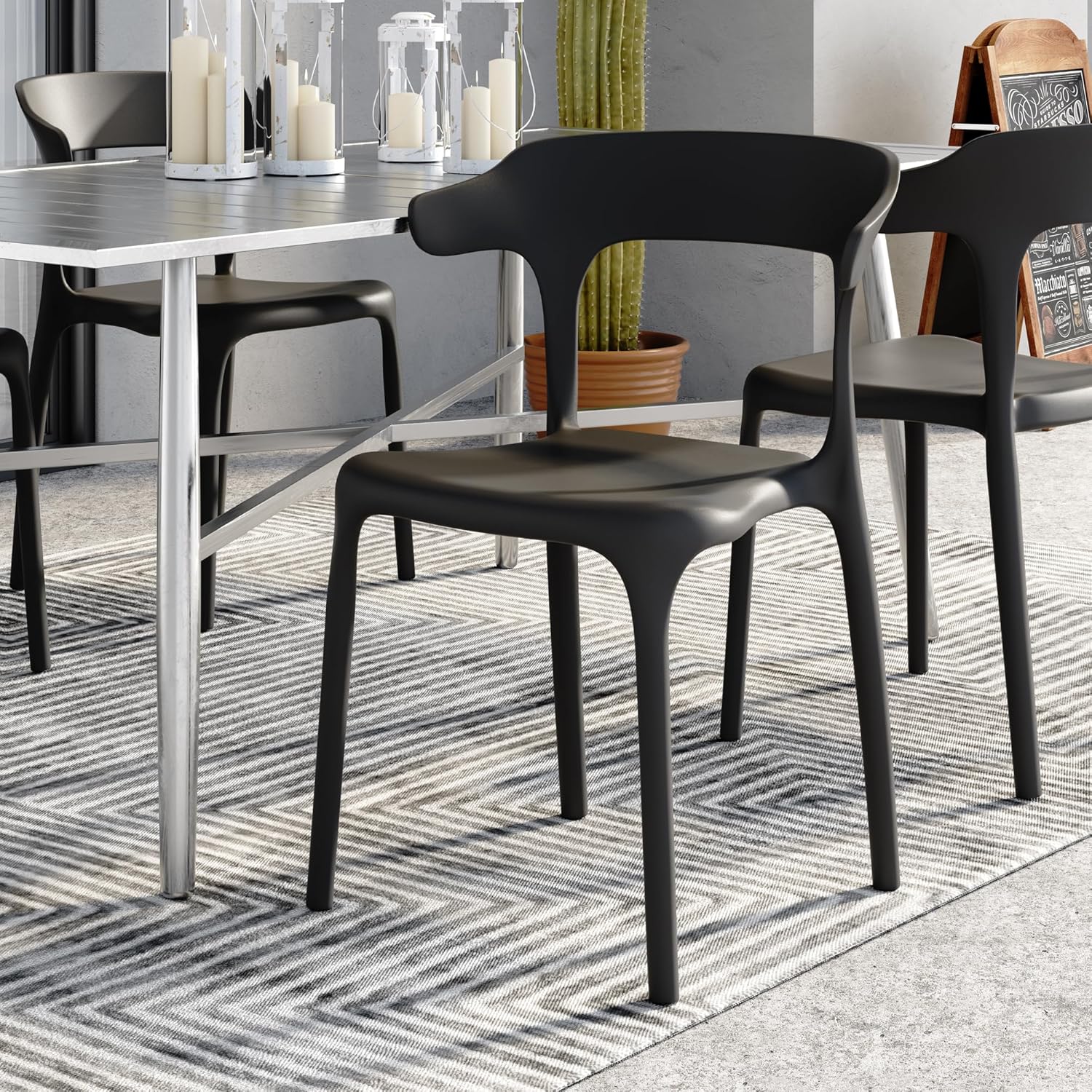 VECELO 4 Pack Plastic Stacking Chairs