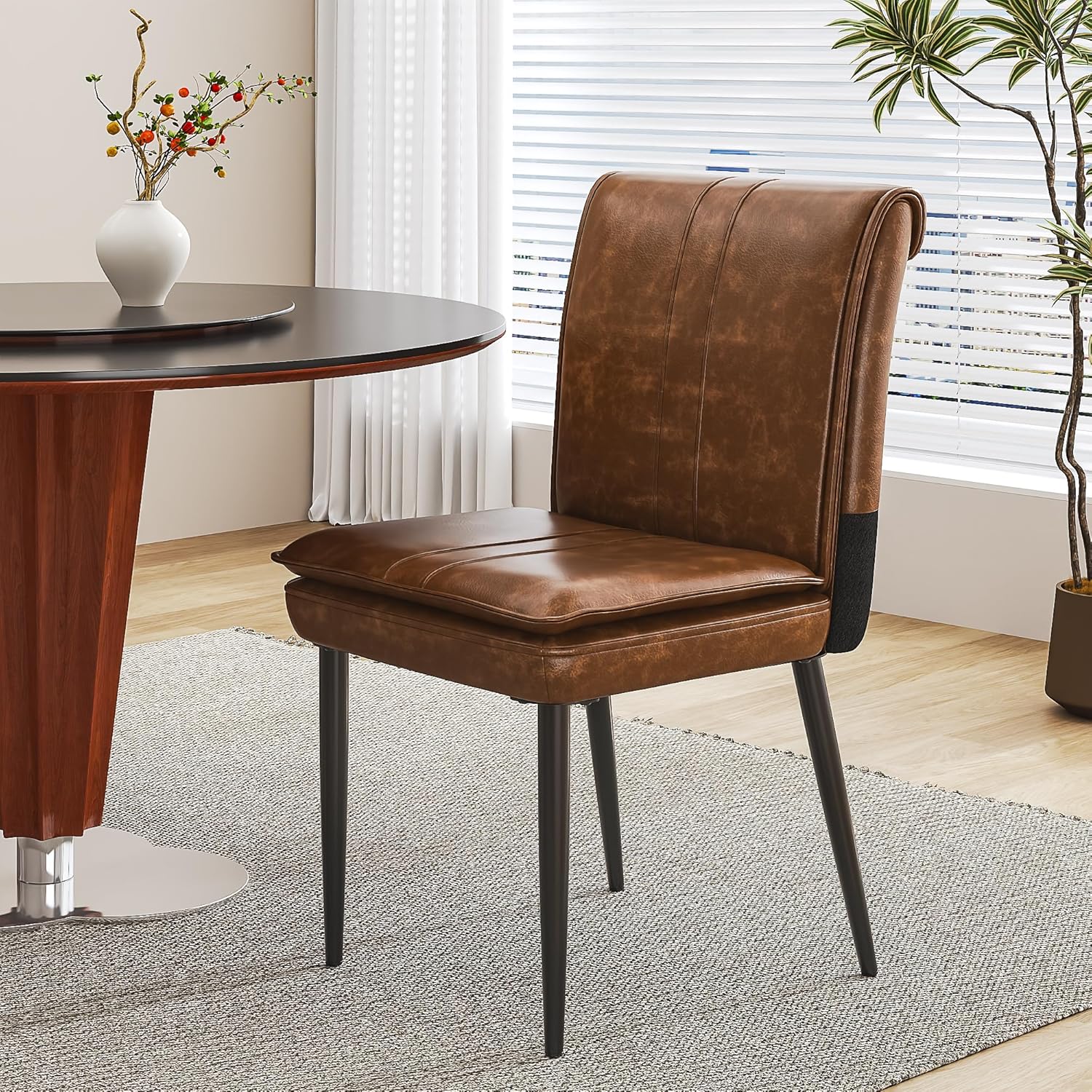 VECELO Upholstered PU Dining Chairs Set of 6