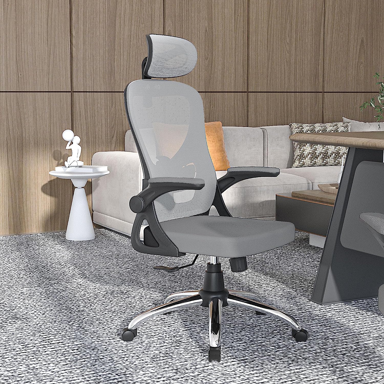 VECELO High Back Ergonomic Office Chair with Adjustable Headrest Armrest Mesh Lumbar Support, Swivel Wheels for Home Study Work