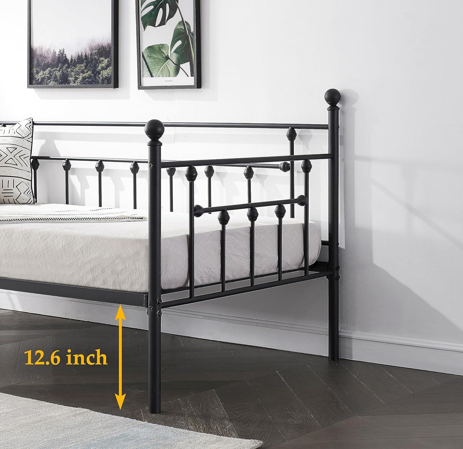 VECELO Daybed Frame, Twin Size Metal Platform Bed with Headboard