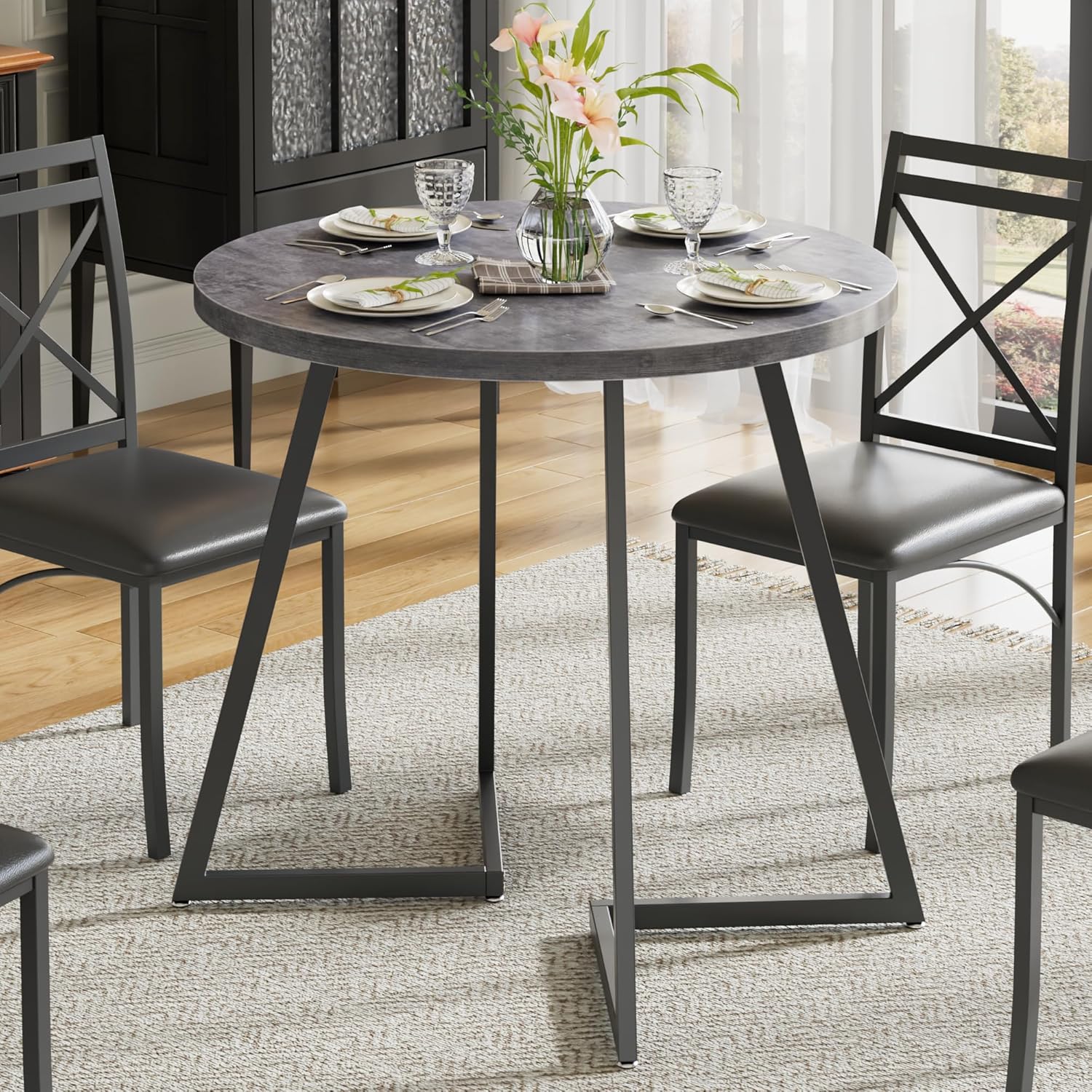 VECELO 35" Round Dining Table for 4