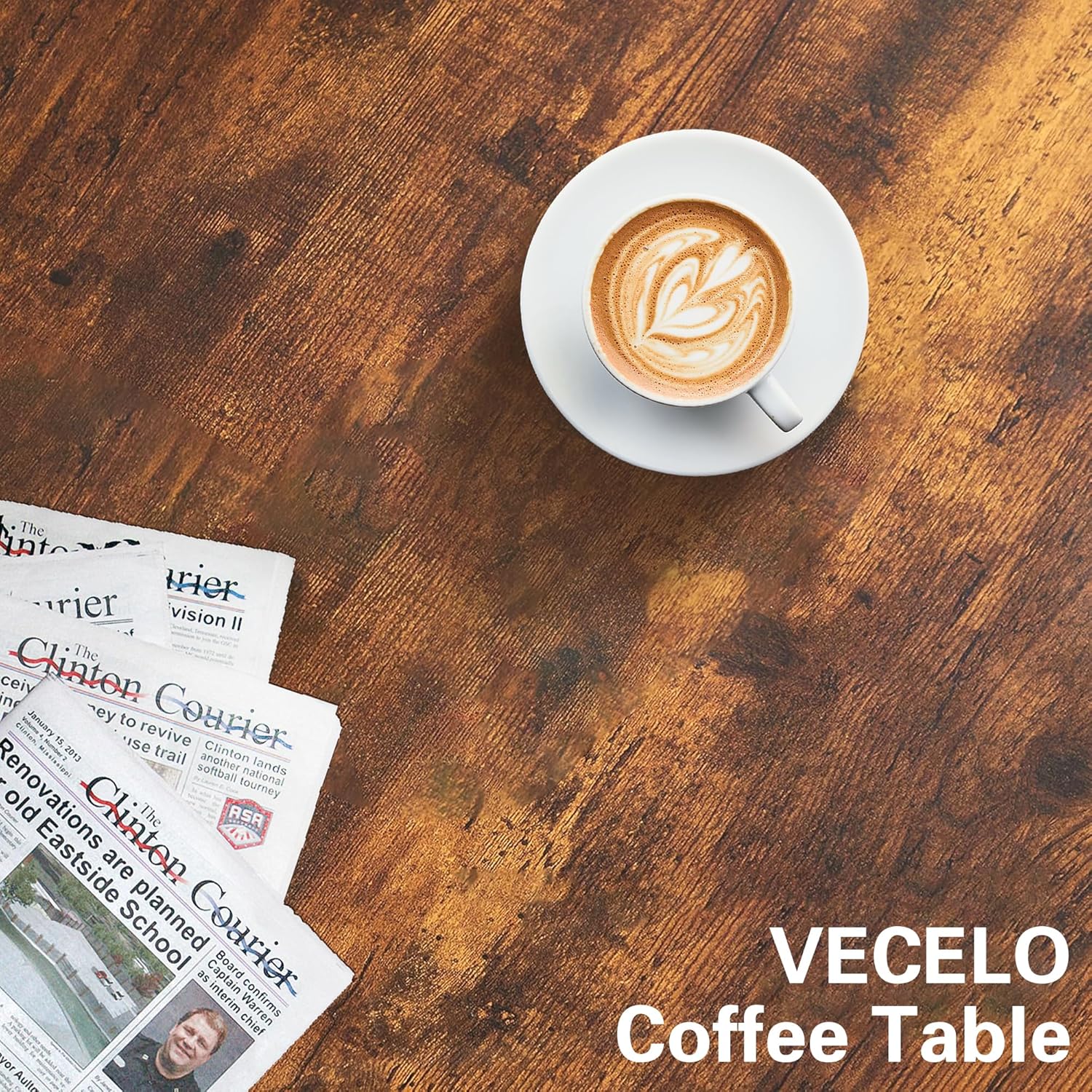 VECELO Coffee Table, Adjustable Coffee Table Set of 2 with End Table f