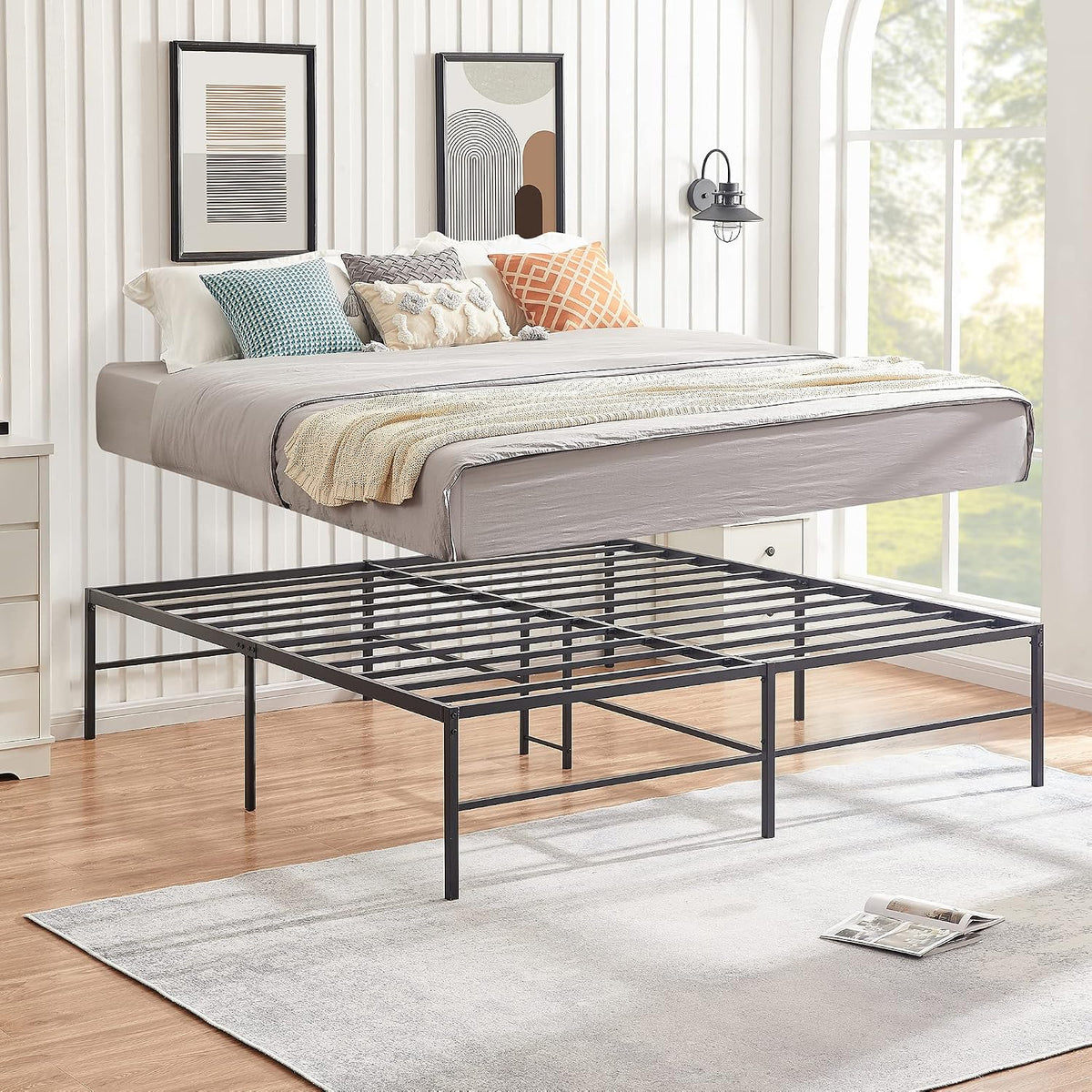 VECELO 18" Metal Platform Tall Bed Frame
