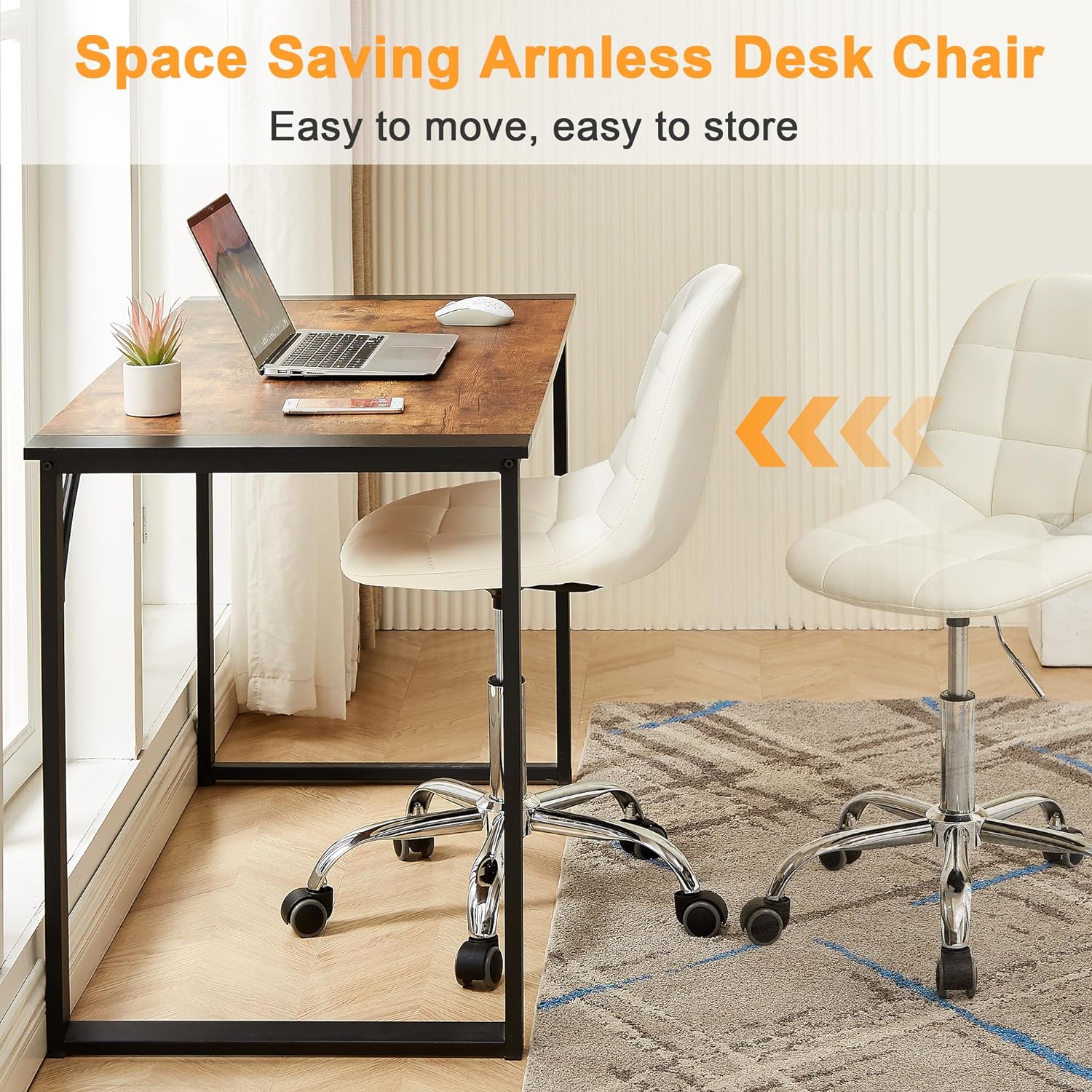 VECELO Modern Armless Home Office Desk Chair