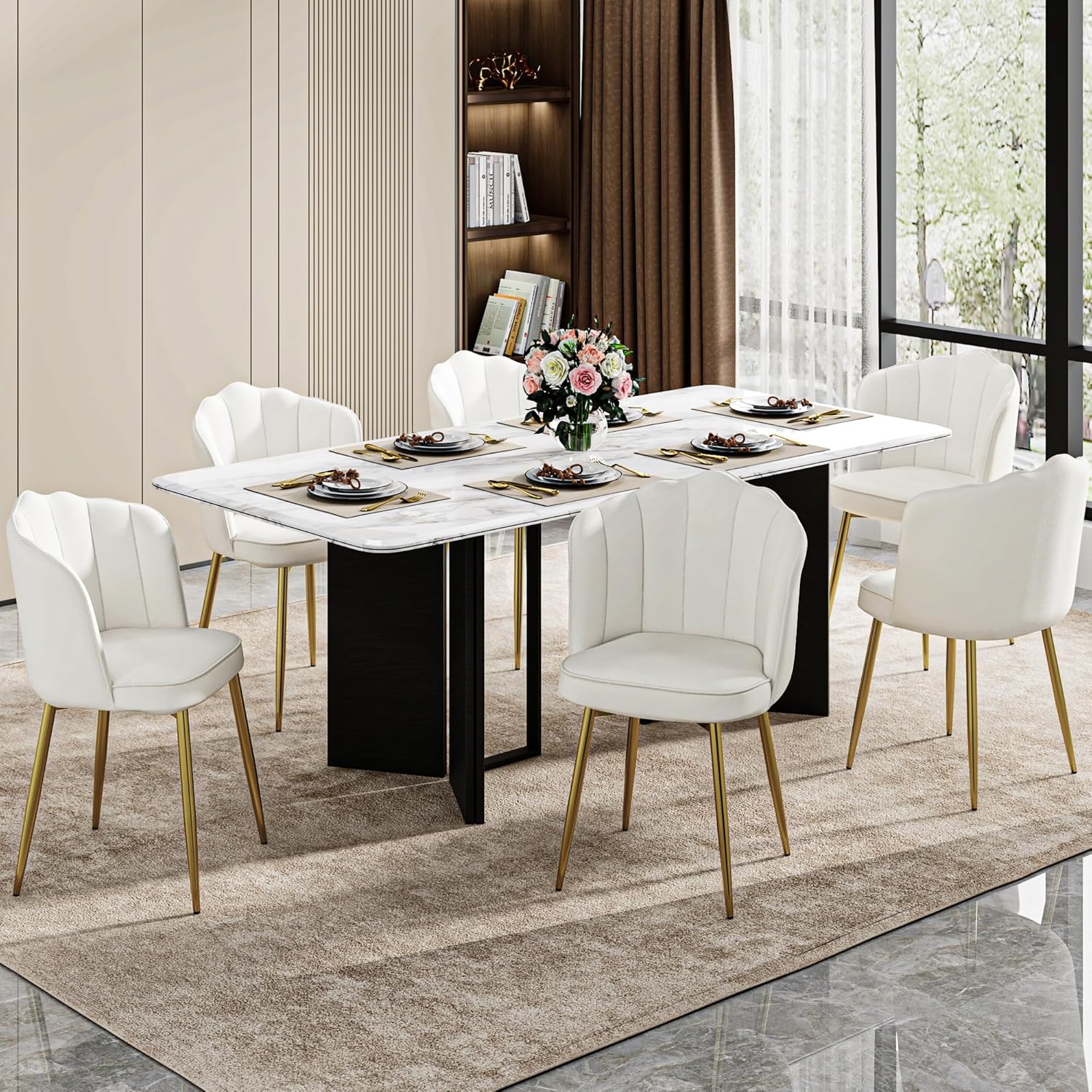 VECELO Velvet Dining Chairs Set of 4