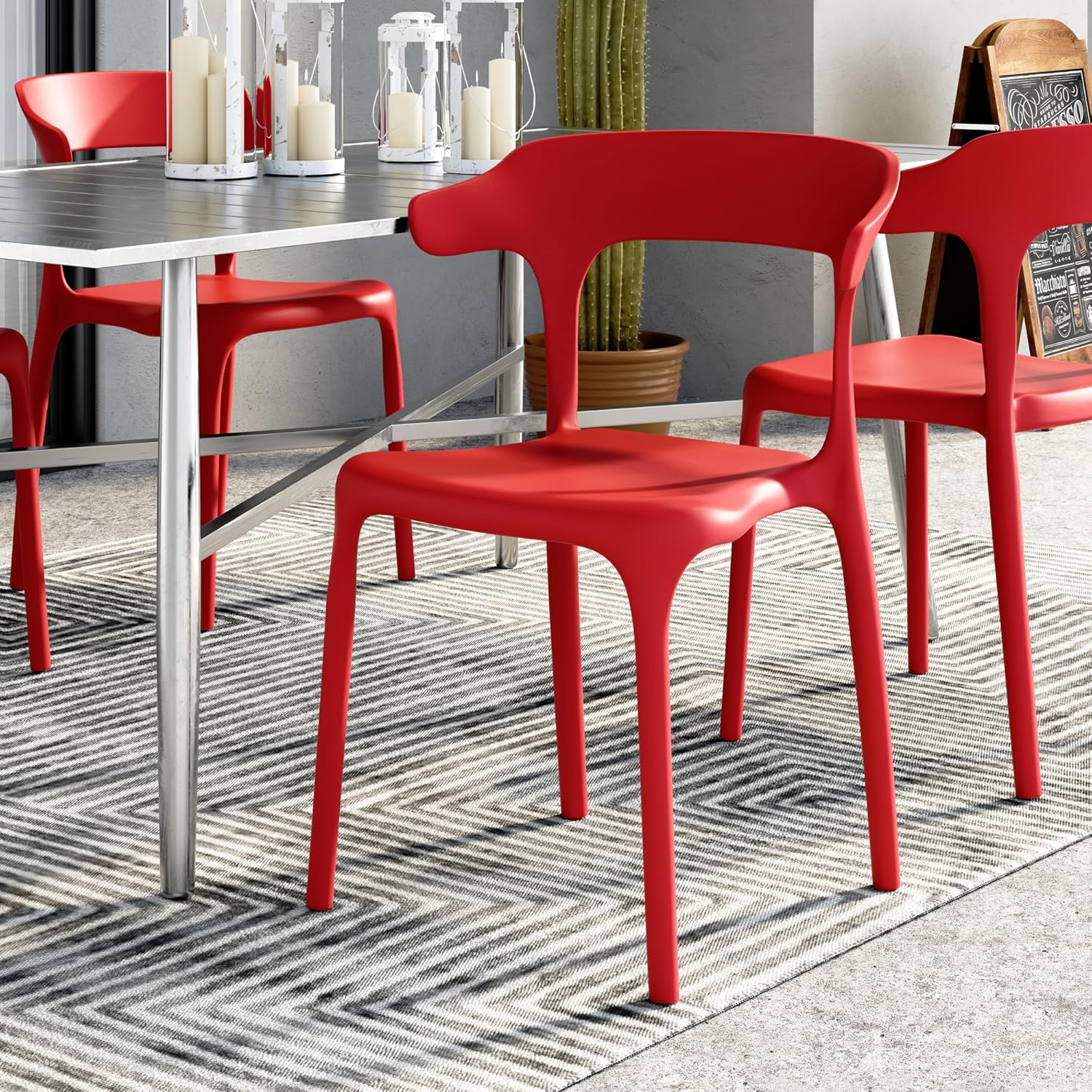 VECELO 4 Pack Plastic Stacking Chairs