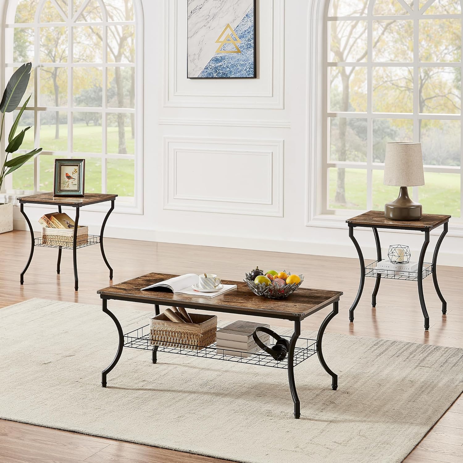 Vecelo End Coffee Side Table Set Of 3