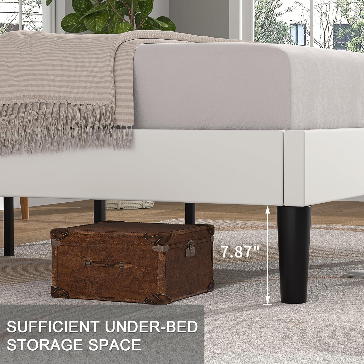 VECELO Upholstered Platform bedframe with Adjustable Headboard