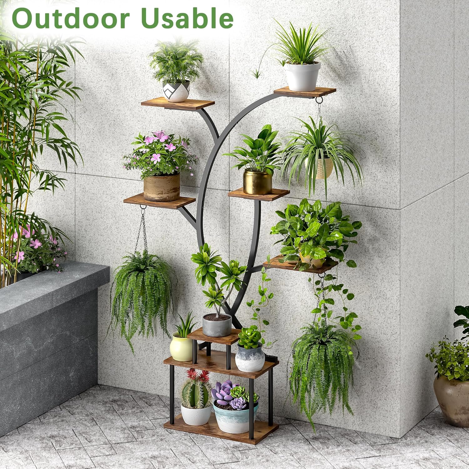 VECELO 65" Tall Plant Stand Indoor with Grow Lights