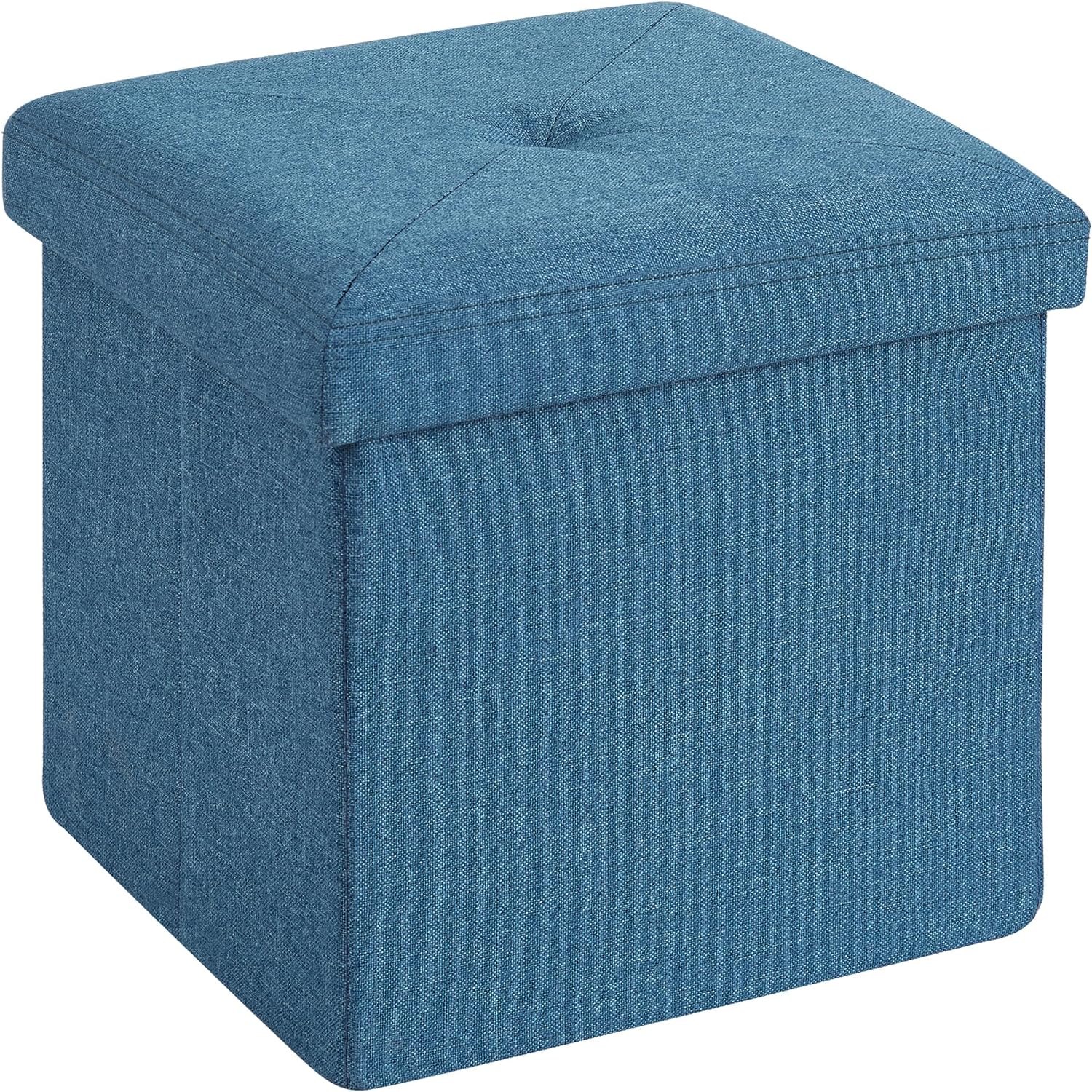 VECELO Folding Storage Ottoman Bench, Storage Chest, Linen Fabric