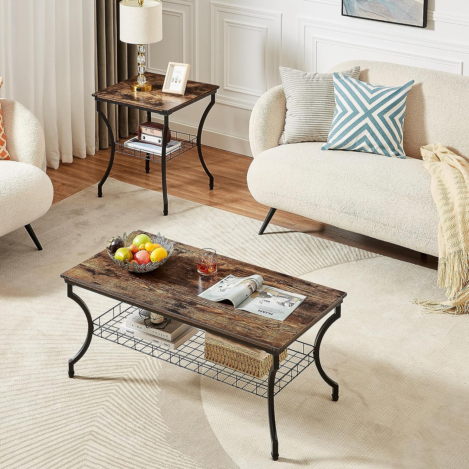 VECELO 3 Pieces Living Room Sets Coffee and End Tables - VECELO