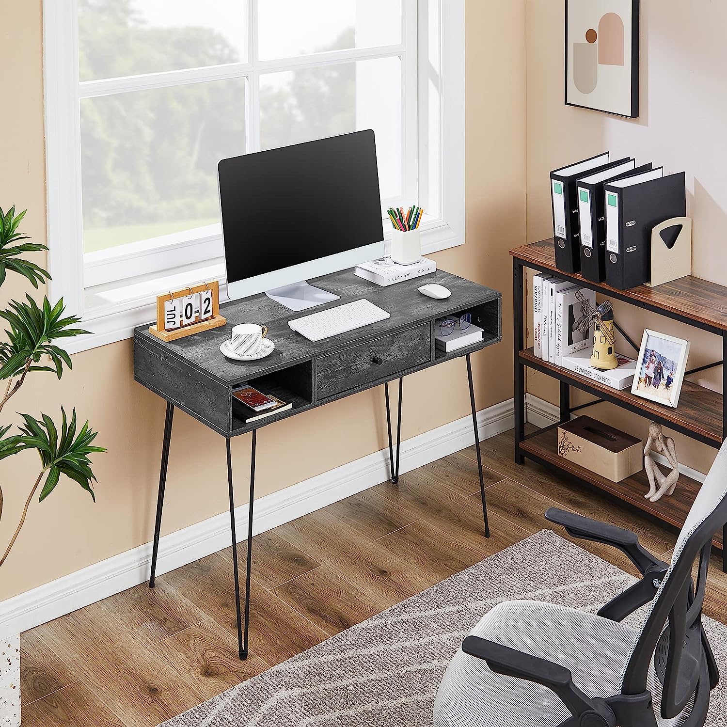 VECELO 39.3" Home Office Work Table with Drawers Computer Desk - VECELO