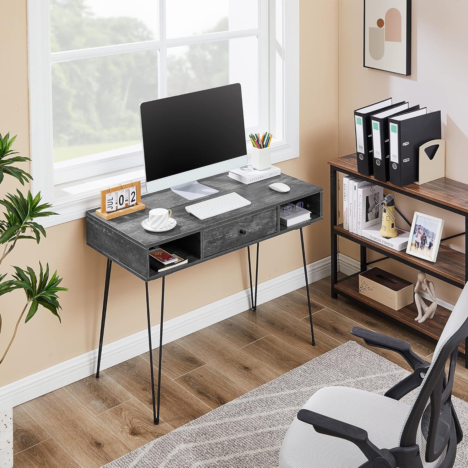 VECELO 39.3" Home Office Work Table with Drawers