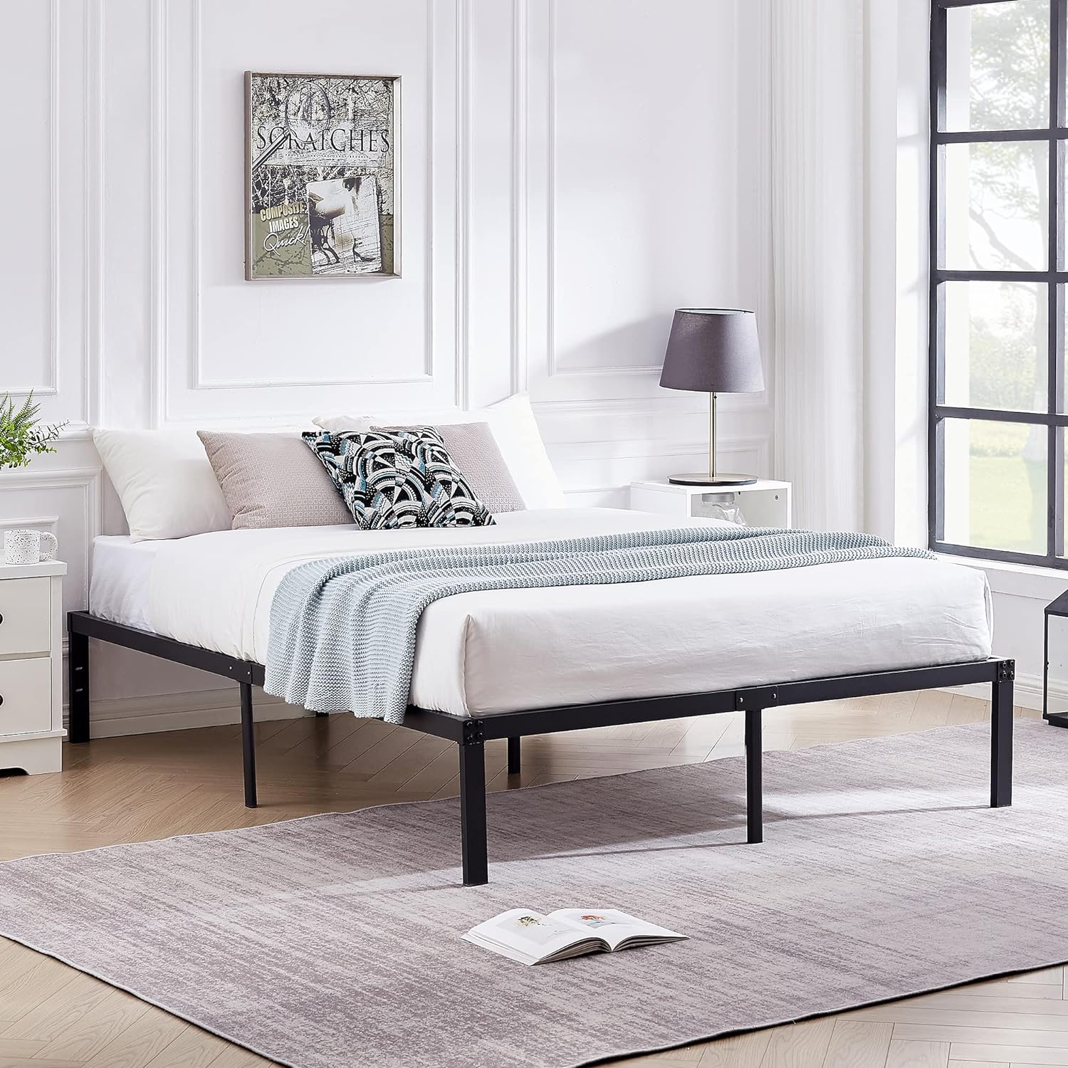 VECELO Metal Platform Bed Frame Heavy Duty Steel Slat, No Box Spring Needed