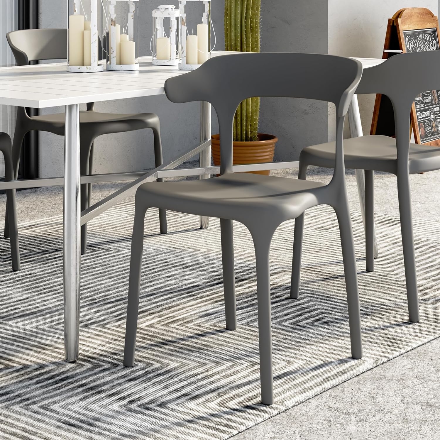 VECELO 4 Pack Plastic Stacking Chairs