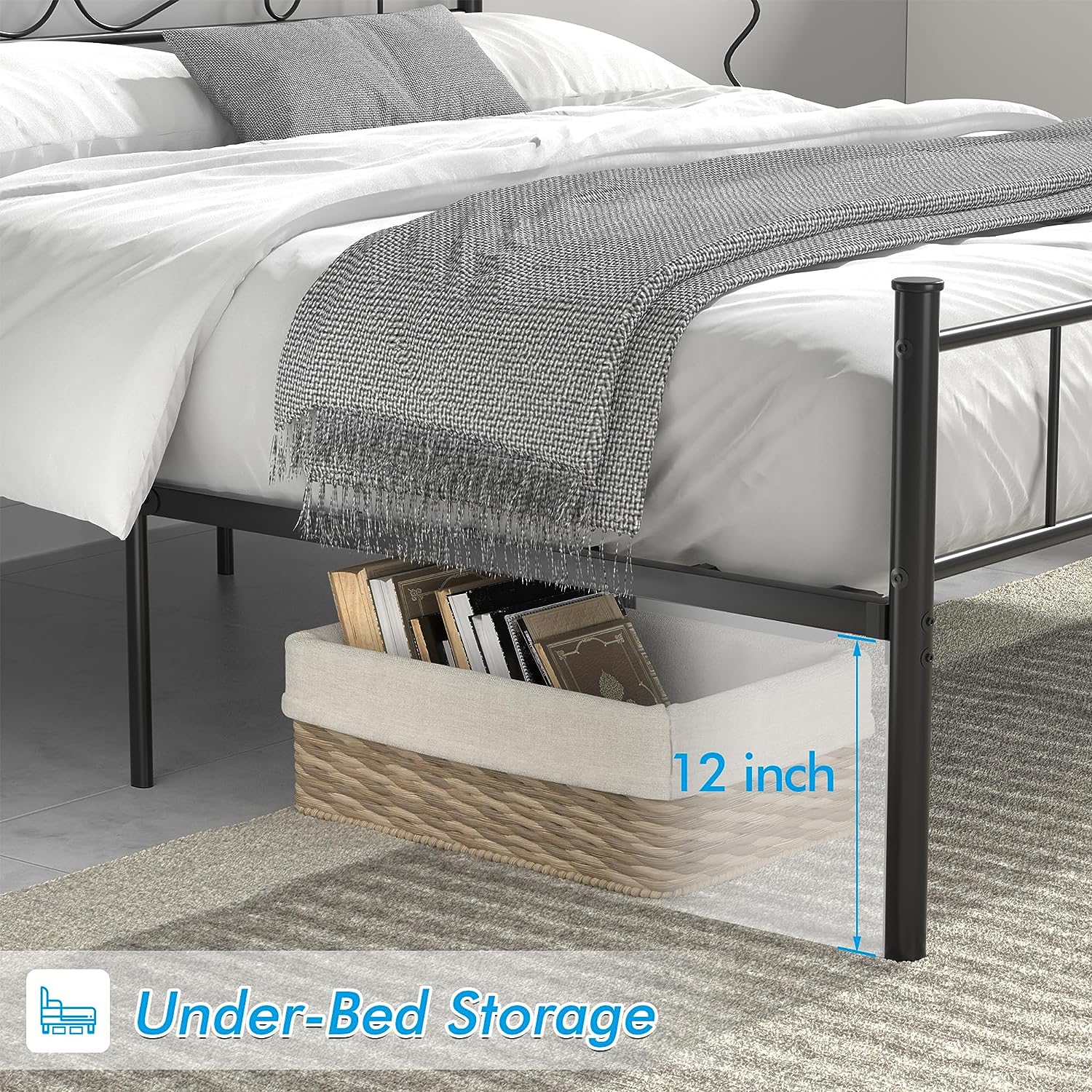 VECELO Metal Platform Bed Frame Mattress Foundation with Headboard & F