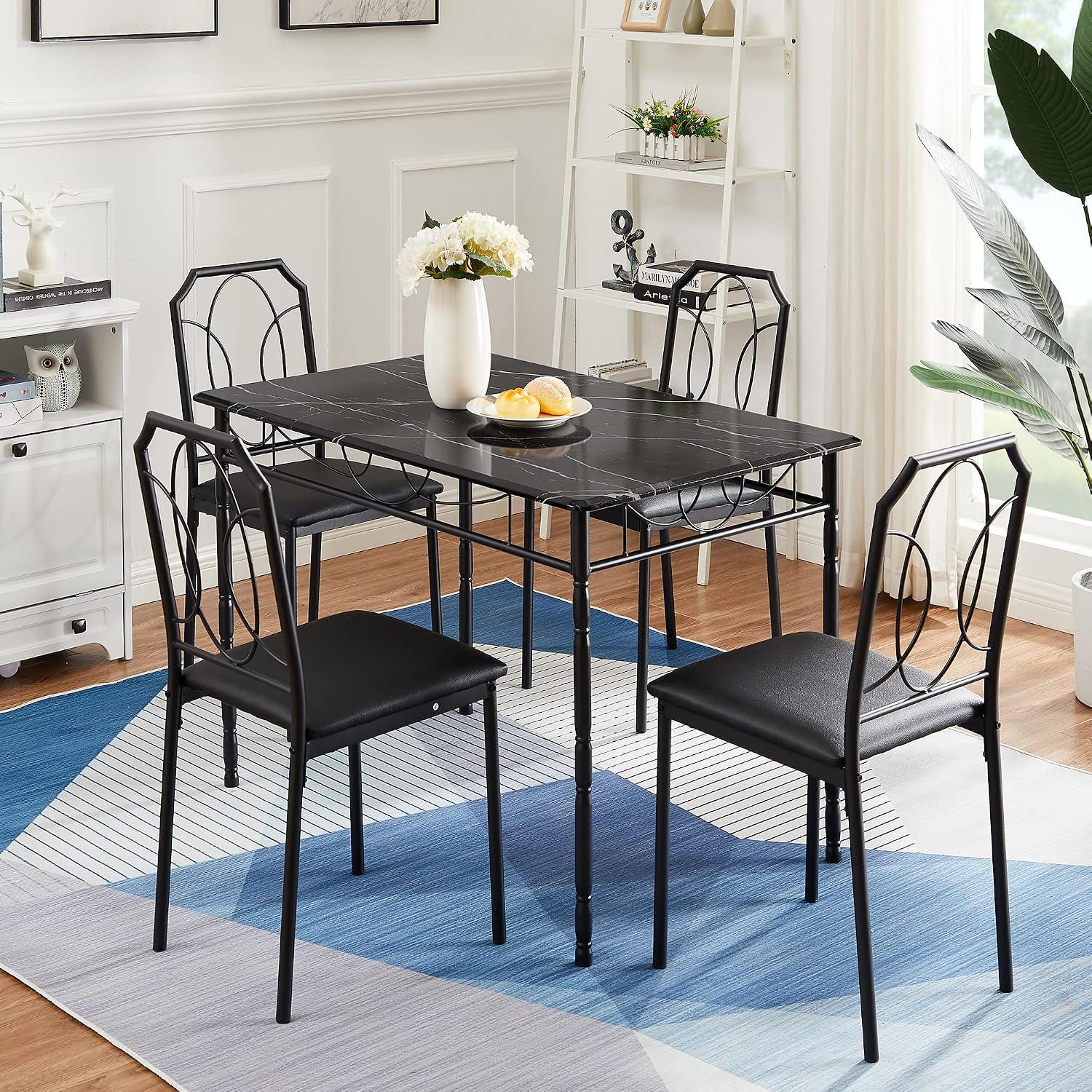 VECELO 5 Piece Dining Table Set for 4, Dinette with Chairs for Kitchen