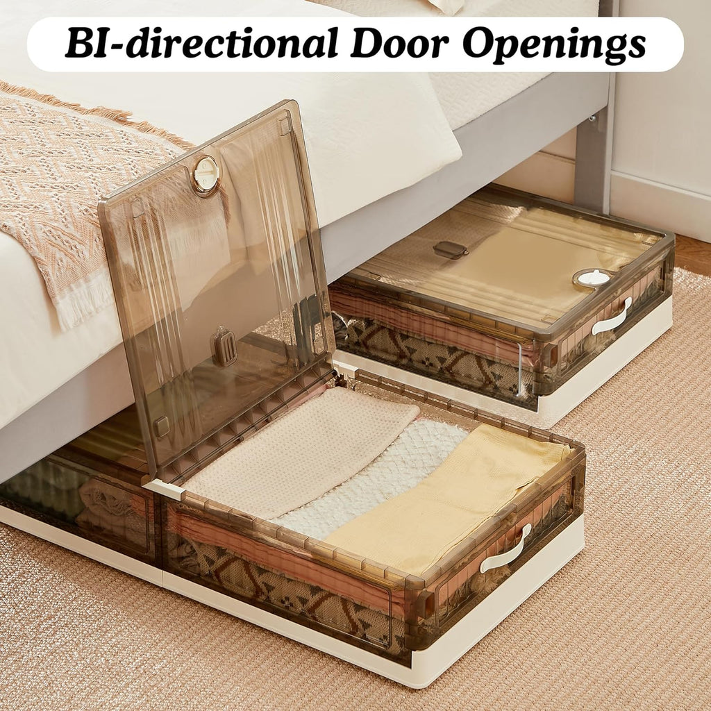 Stackable Bed Storage VECELO Under Bed Storage with Wheels,Stackable Under Bed Storage Conta