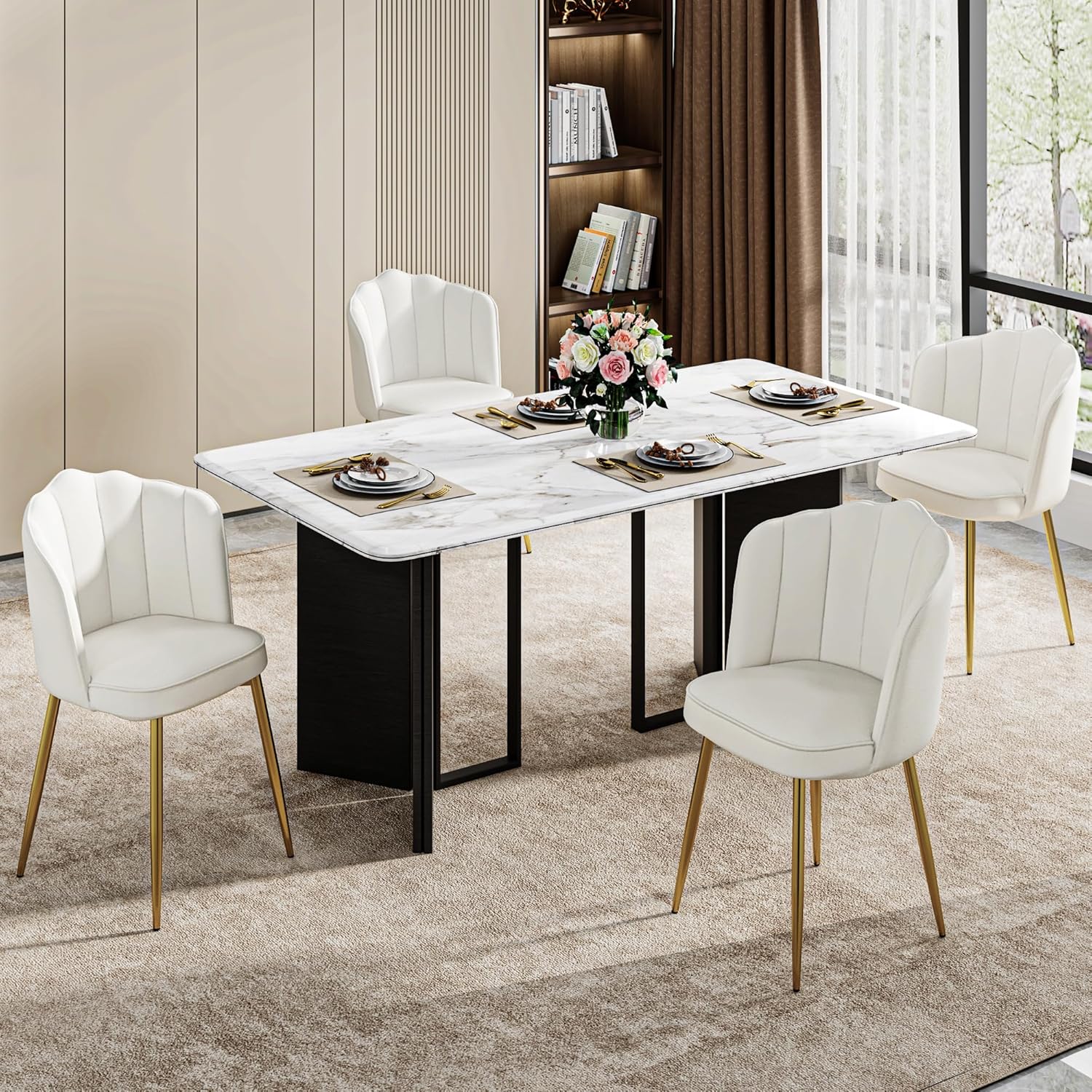 VECELO Velvet Dining Chairs Set of 4