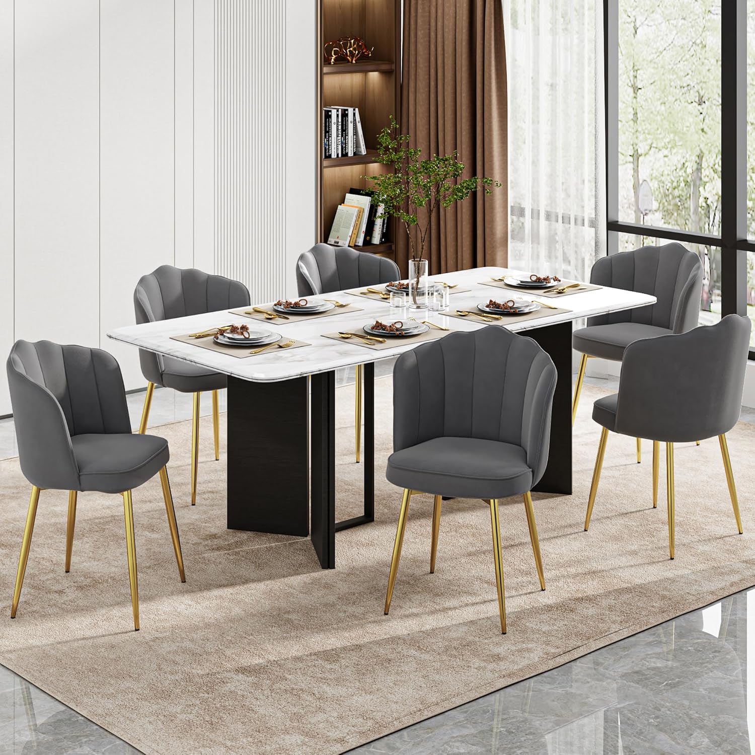 VECELO Velvet Dining Chairs Set of 4