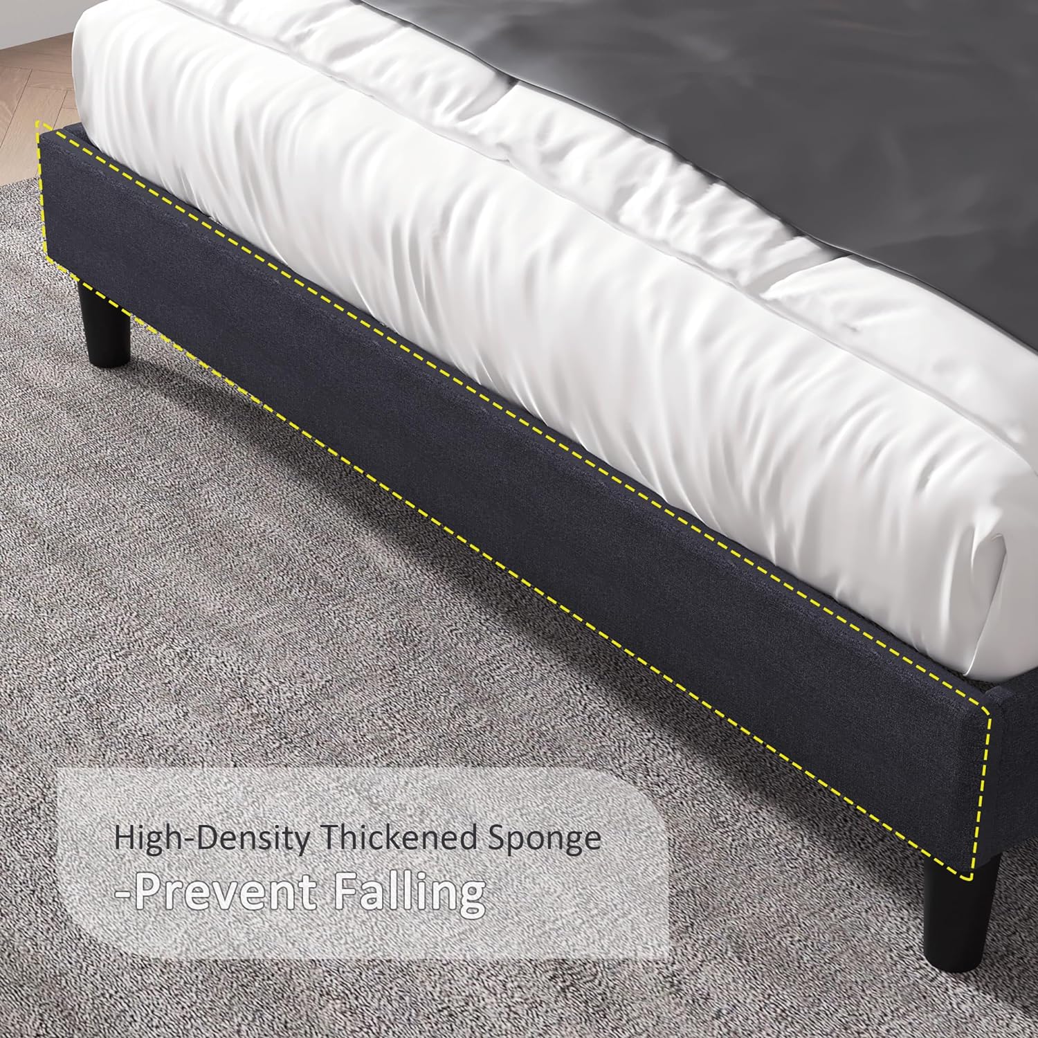 VECELO Bed Frame with Upholstered Wingback Headboard - VECELO