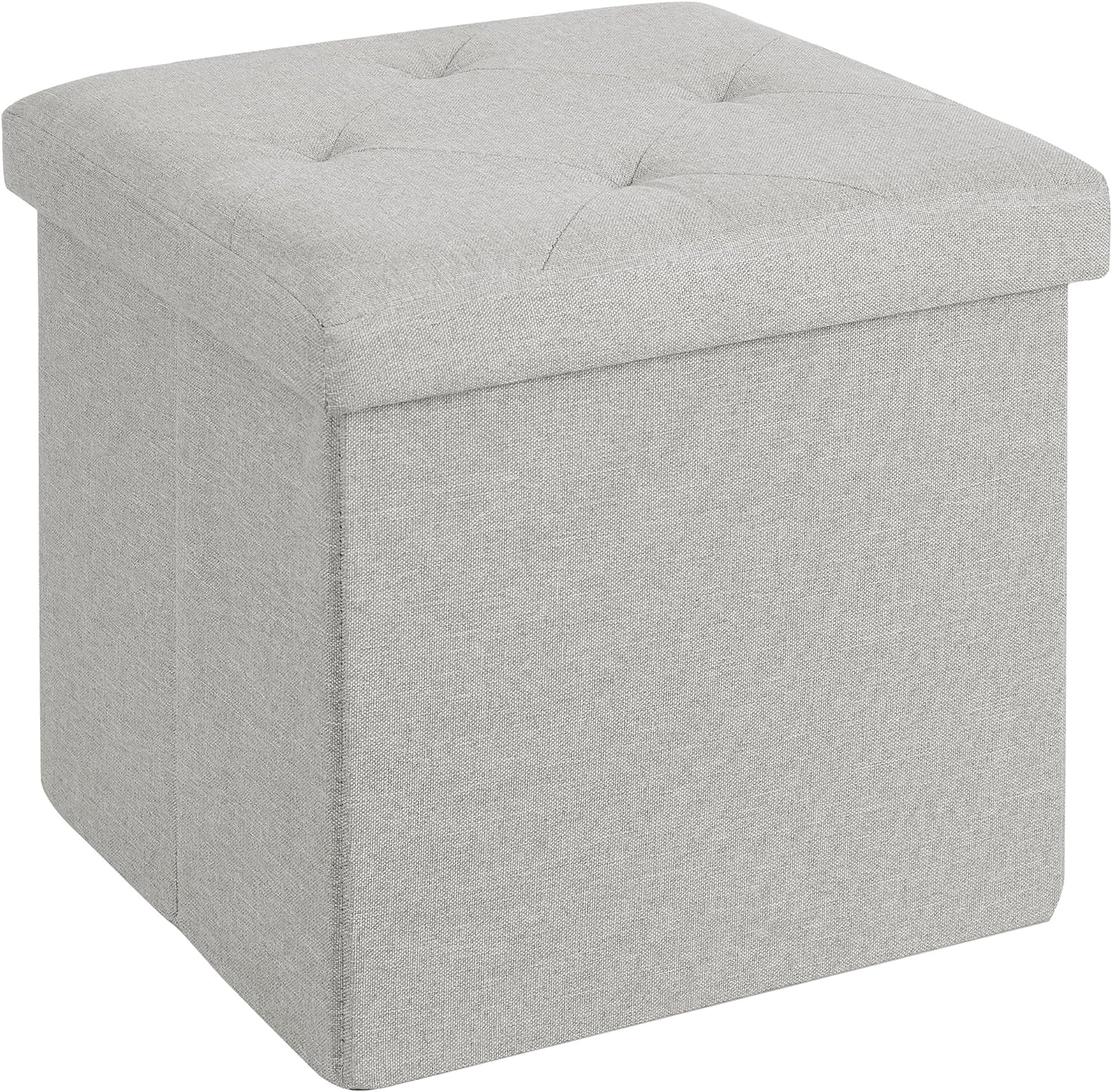 VECELO Folding Storage Ottoman Bench, Storage Chest, Linen Fabric