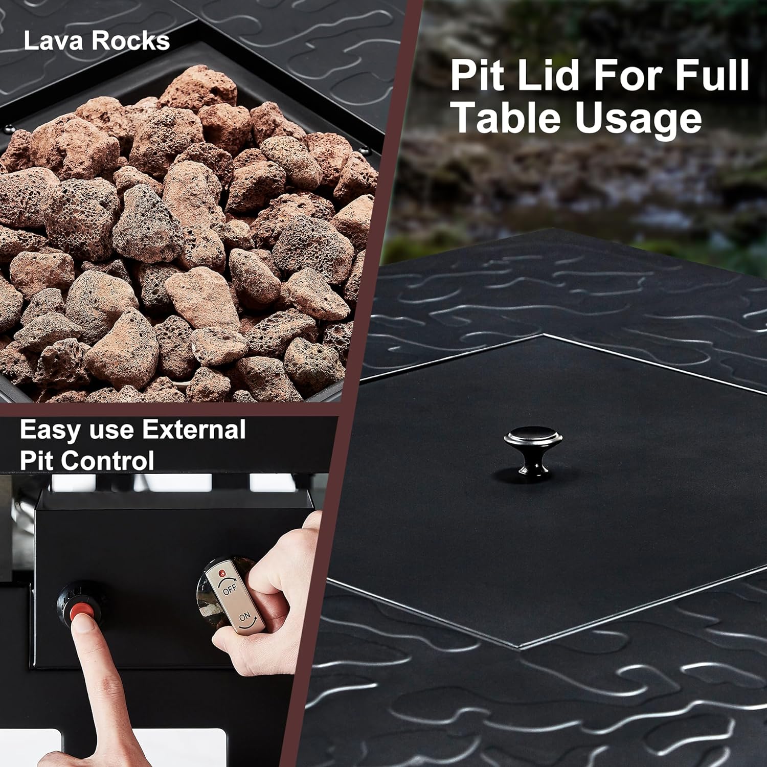 VECELO Propane Fire Pit, 30 Inch Outdoor Gas Fire Table