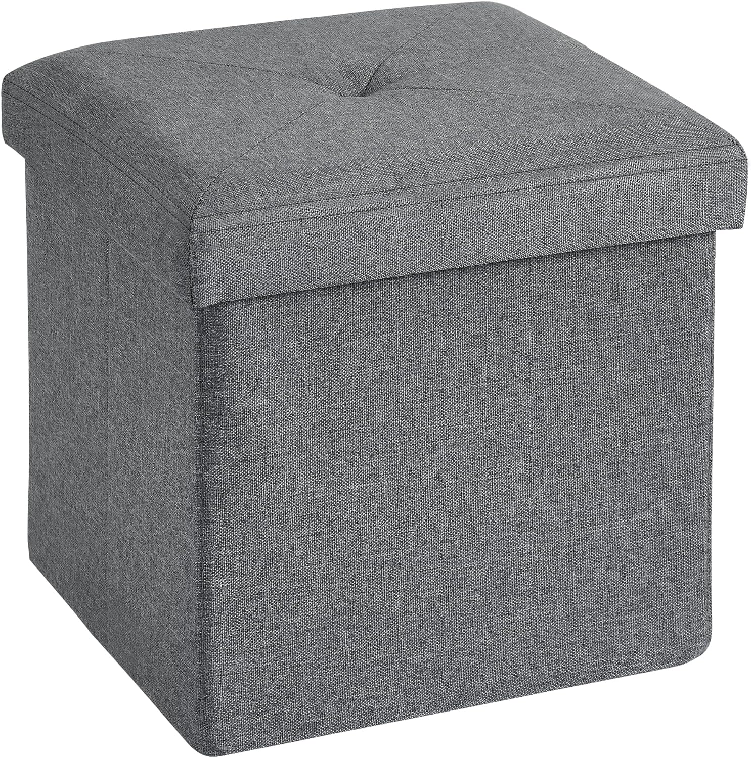 VECELO Folding Storage Ottoman Bench, Storage Chest, Linen Fabric