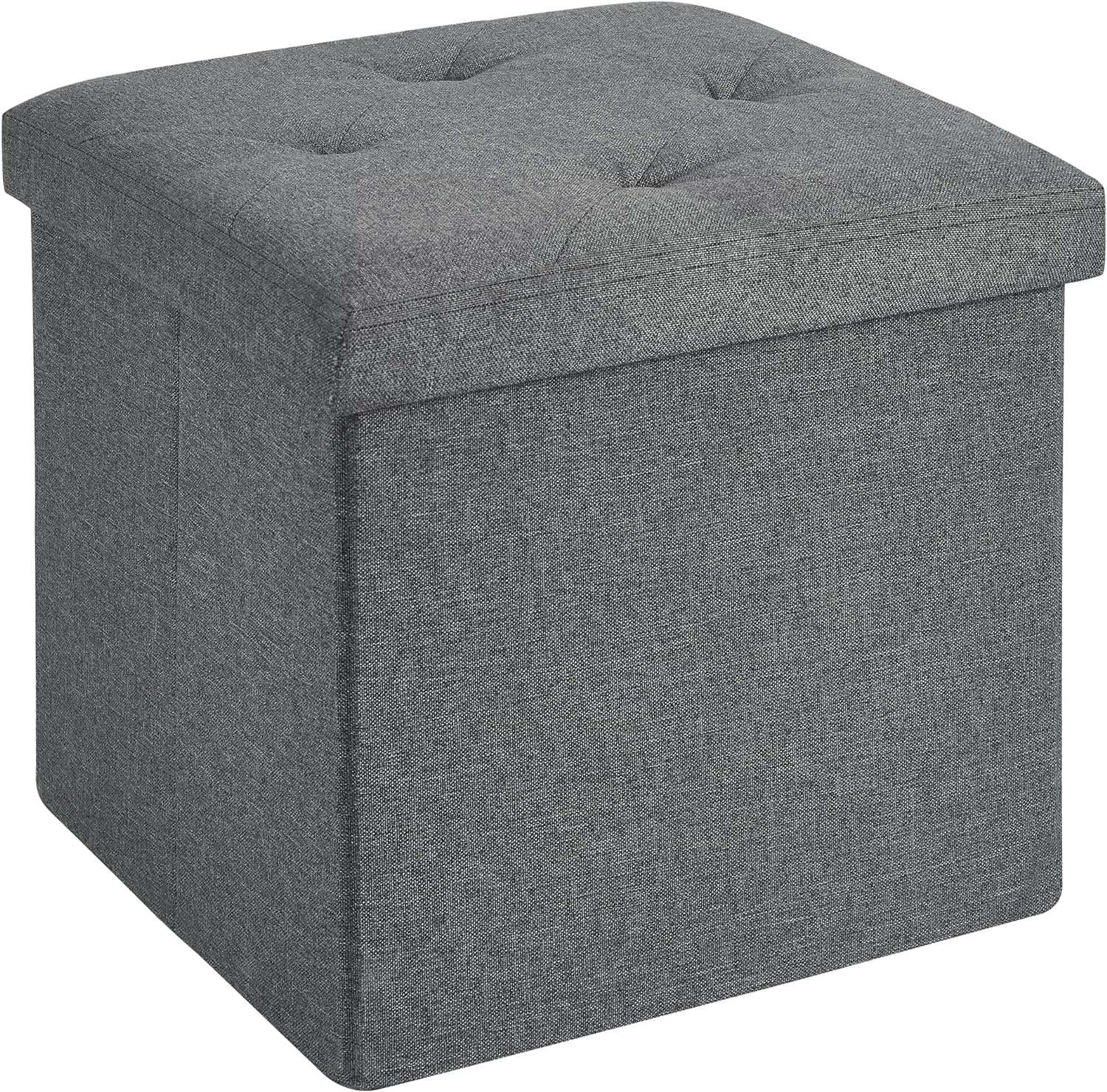 VECELO Folding Storage Ottoman Bench, Storage Chest, Linen Fabric