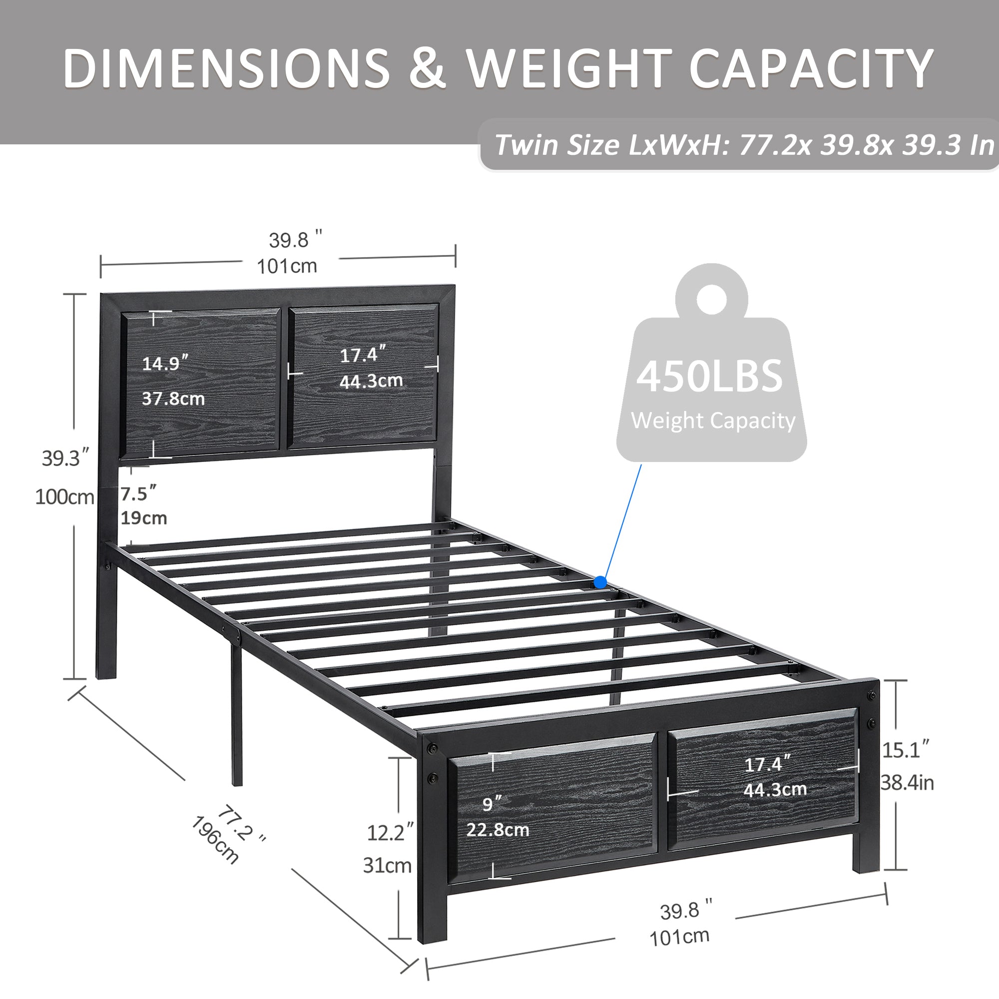 VECELO Platform Bed Frame, Mattress Foundation with Rustic Vintage Wood Headboard