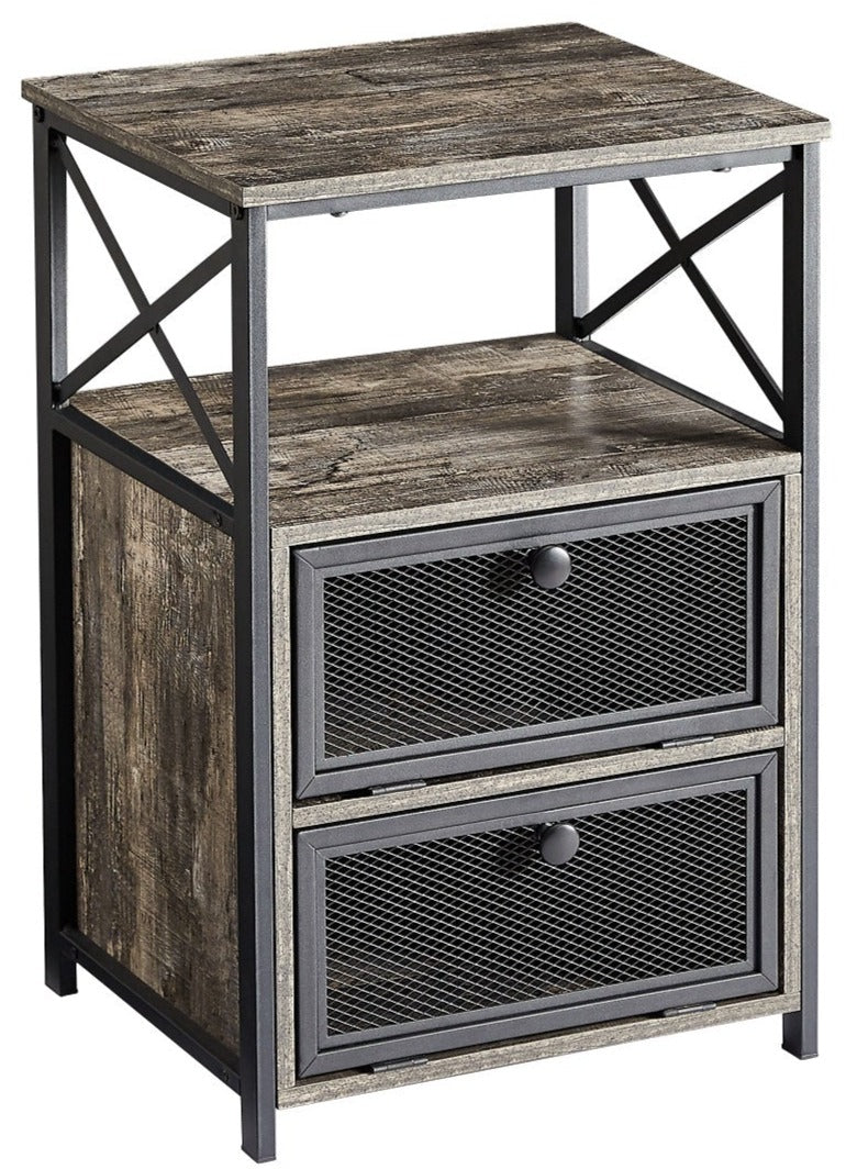 VECELO Modern Nightstand/End Side Table with Storage Space and Door with Flip Drawers for Bedroom, Living Room