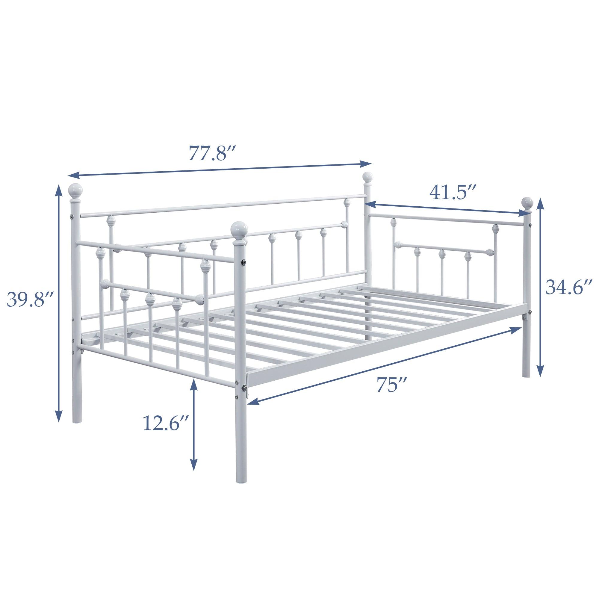 VECELO Daybed Frame, Twin Size Metal Platform Bed with Headboard