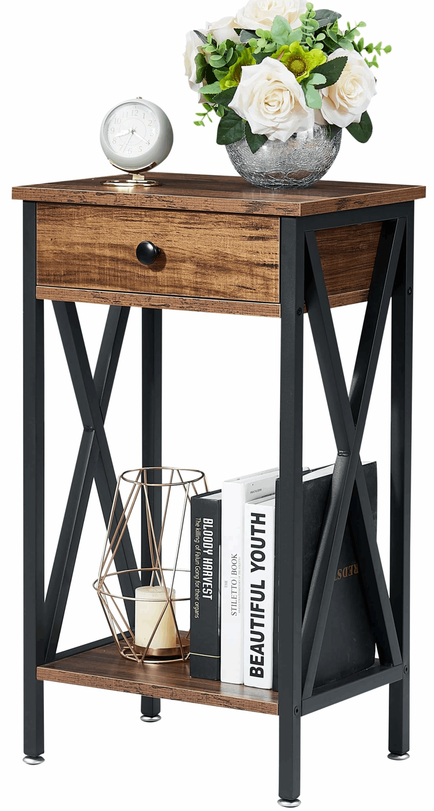 VECELO 27.6‘’ Tall Nightstand End Side Table, 1 pack/2 packs - VECELO
